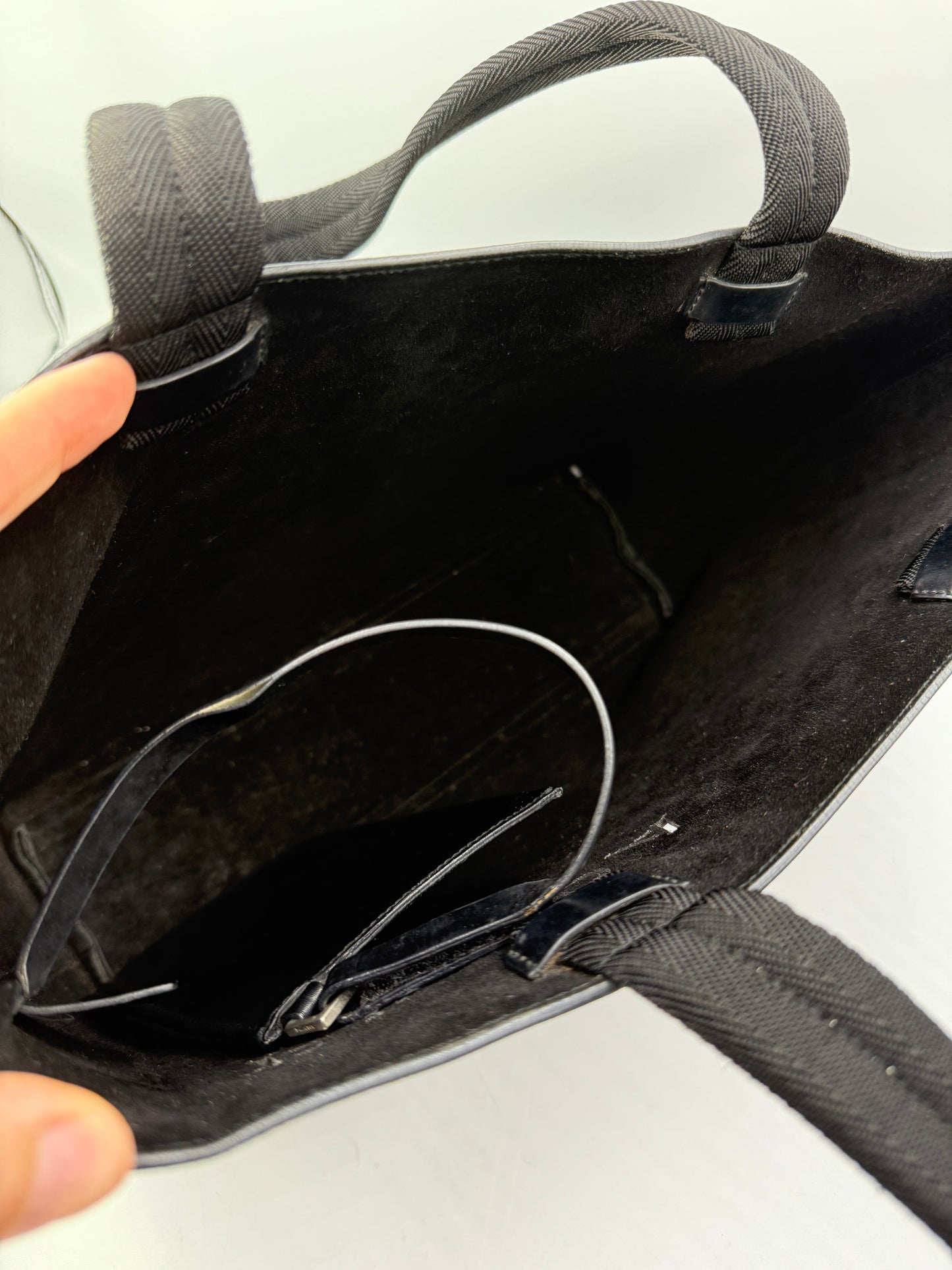 Prada Black Leather Cutout Tote with Pouch
