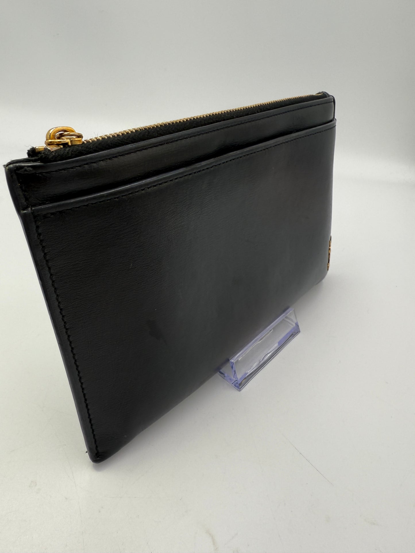 Yves Saint Laurent Black Leather Clutch Full Inclusion