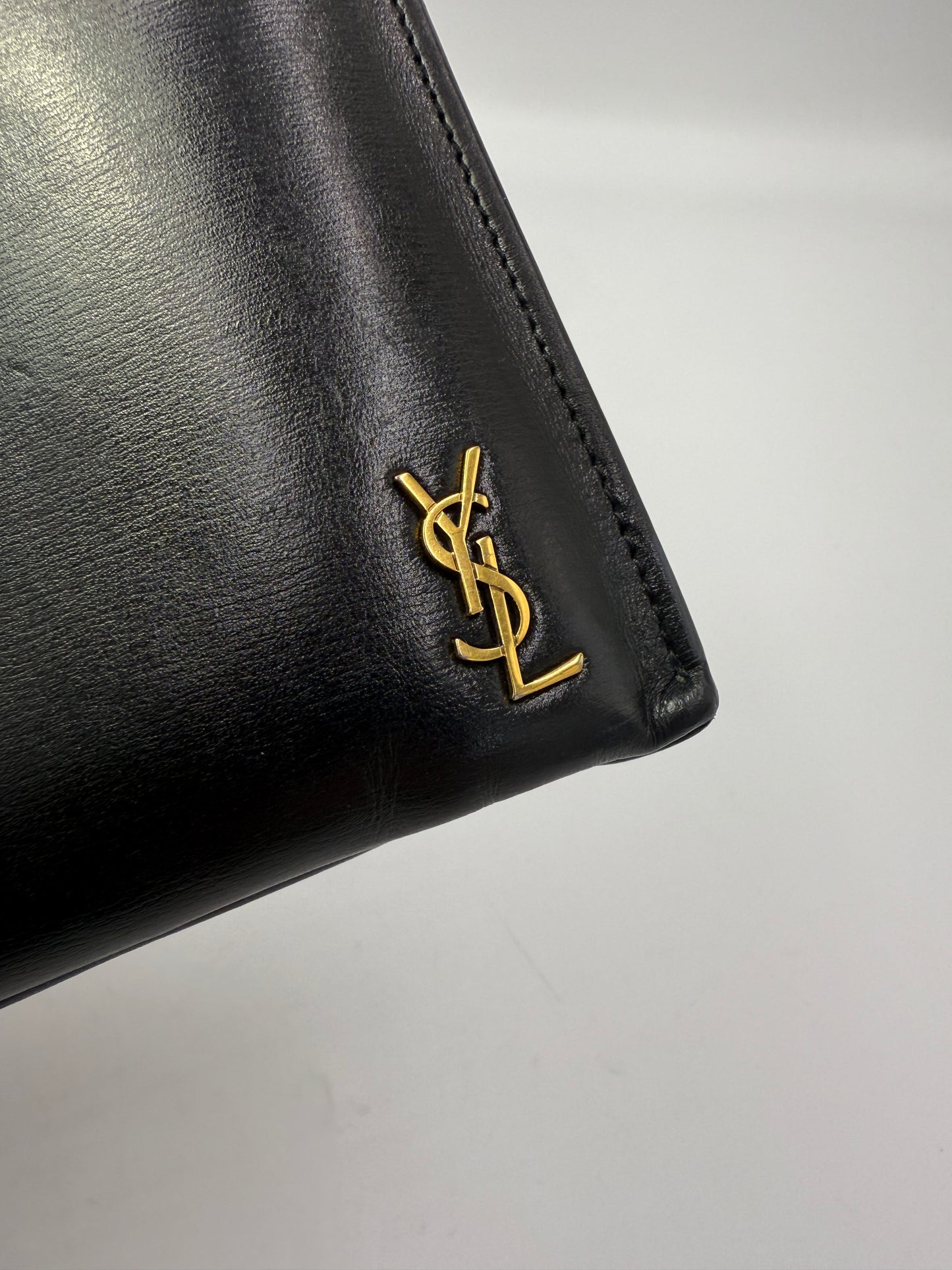 Yves Saint Laurent Black Leather Clutch Full Inclusion