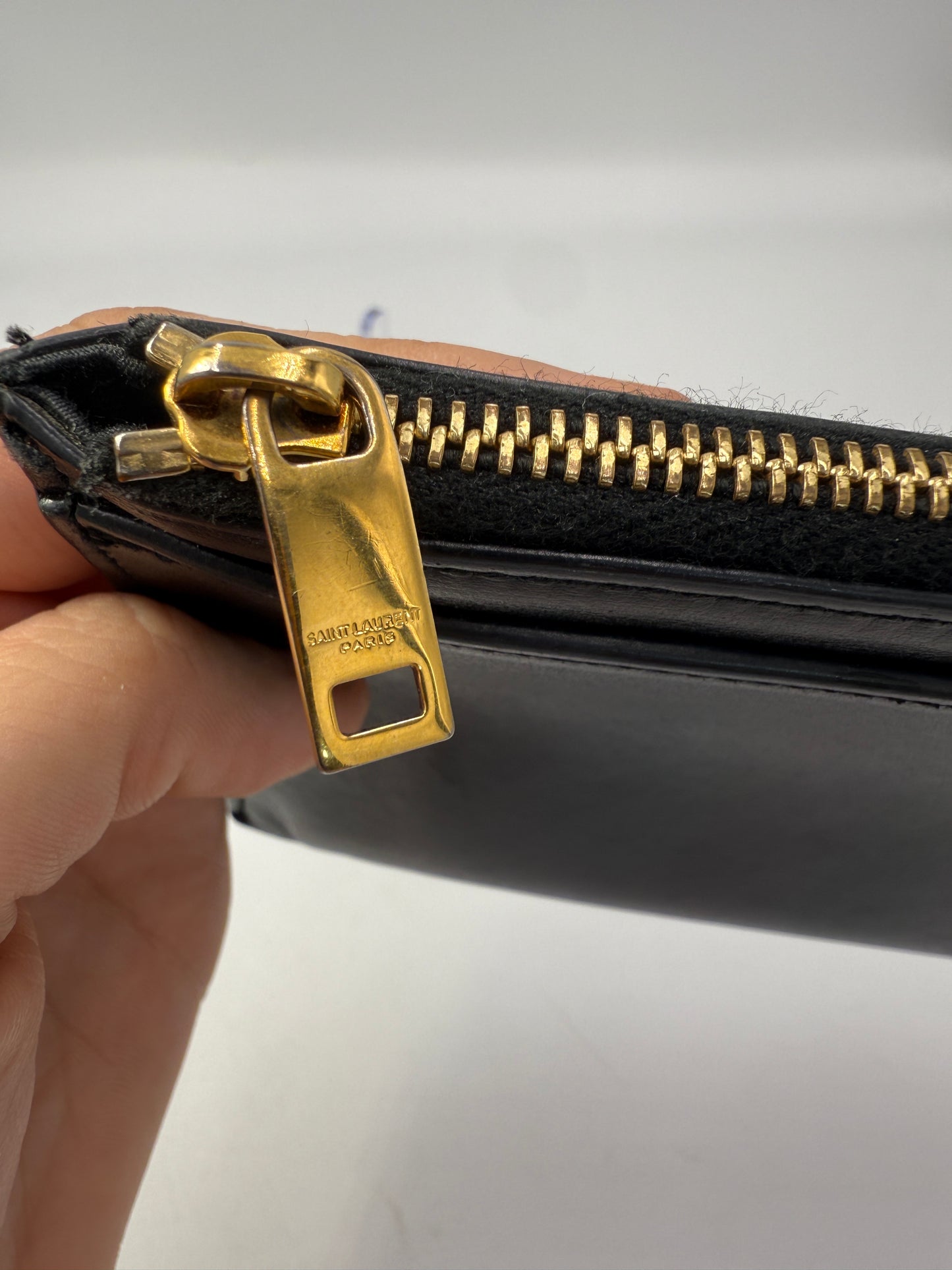 Yves Saint Laurent Black Leather Clutch Full Inclusion
