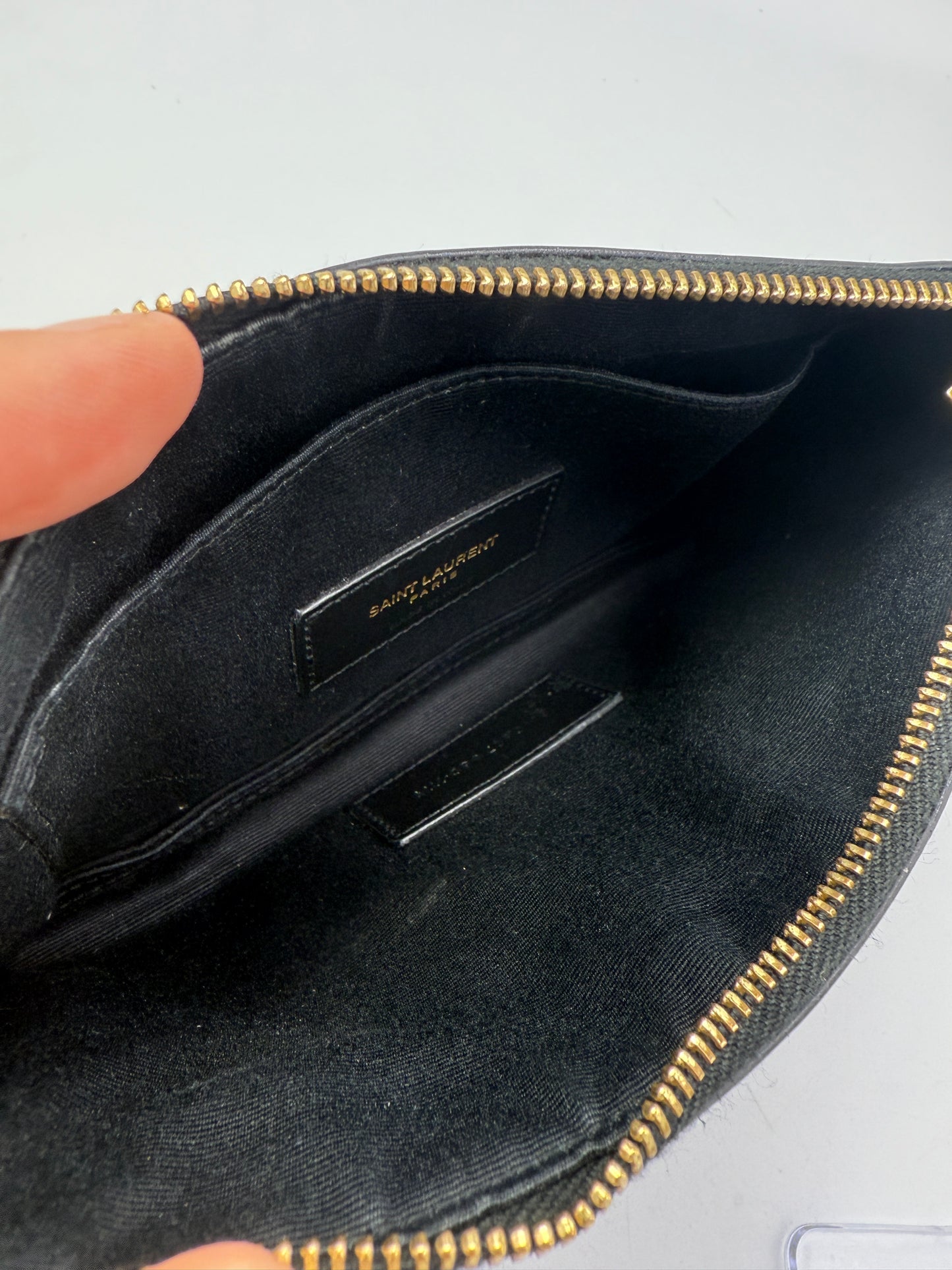 Yves Saint Laurent Black Leather Clutch Full Inclusion