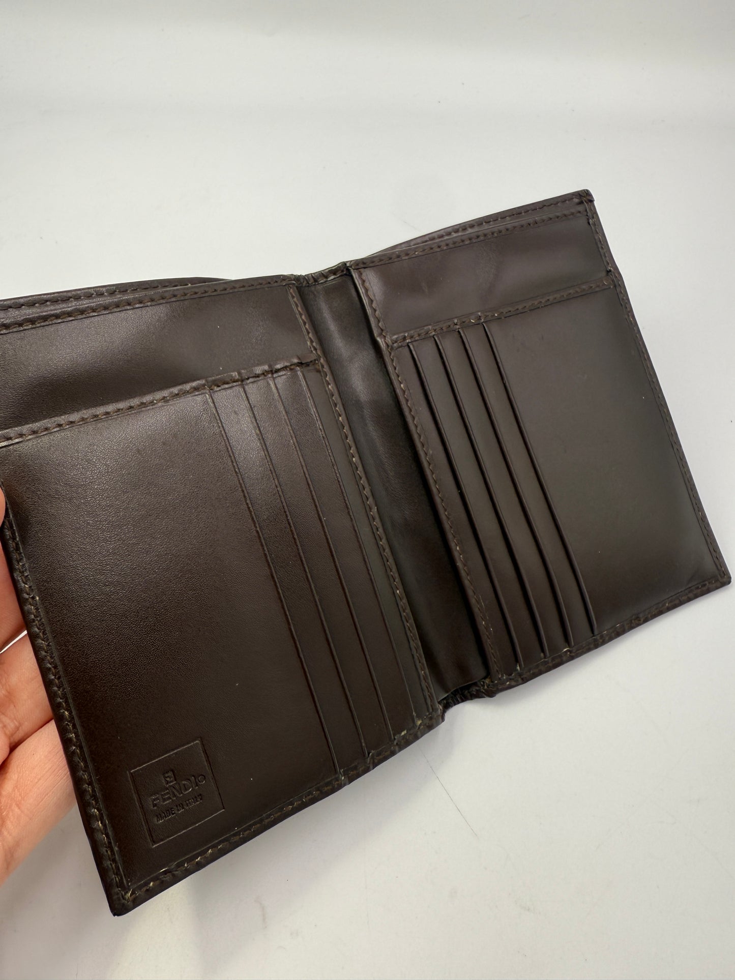 Fendi Canvas Zucca Black and Brown Bifold Wallet