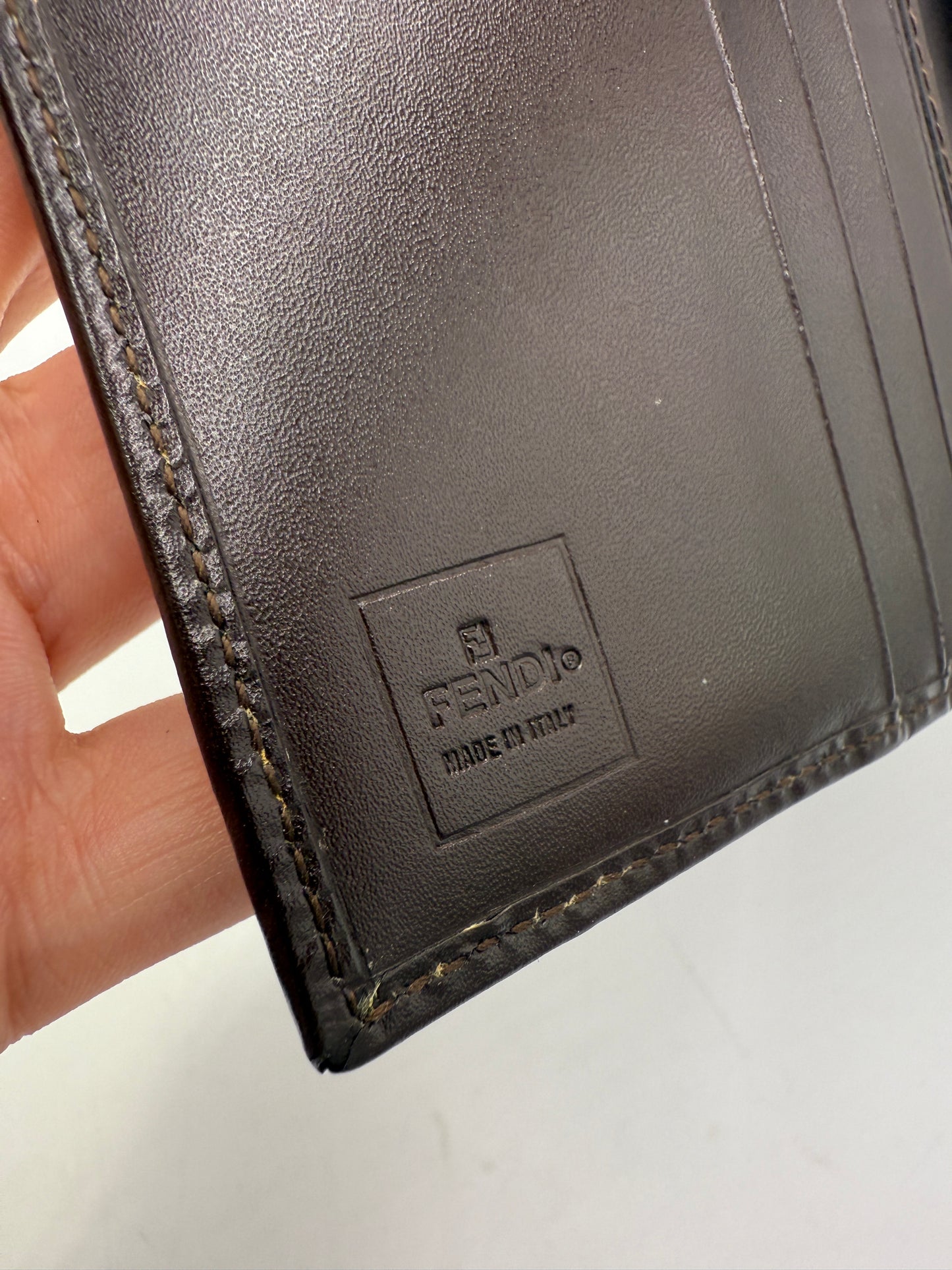 Fendi Canvas Zucca Black and Brown Bifold Wallet