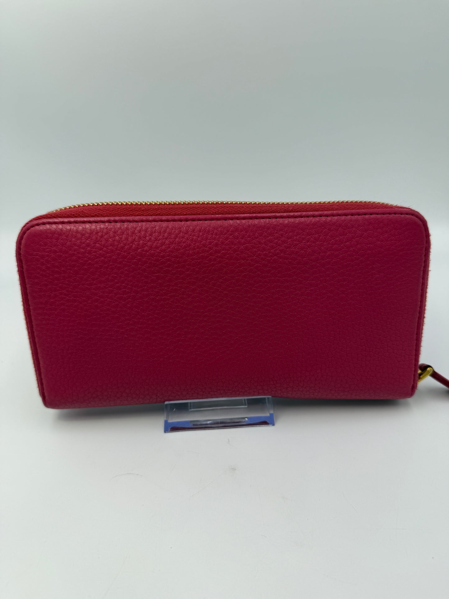 Prada Fuschia Pink Pebbled Leather Long Zippy Wallet
