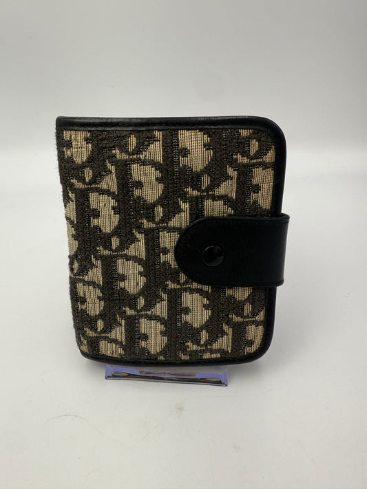 Rare Dior Black and Beige Trotter Compact Wallet Kisslock