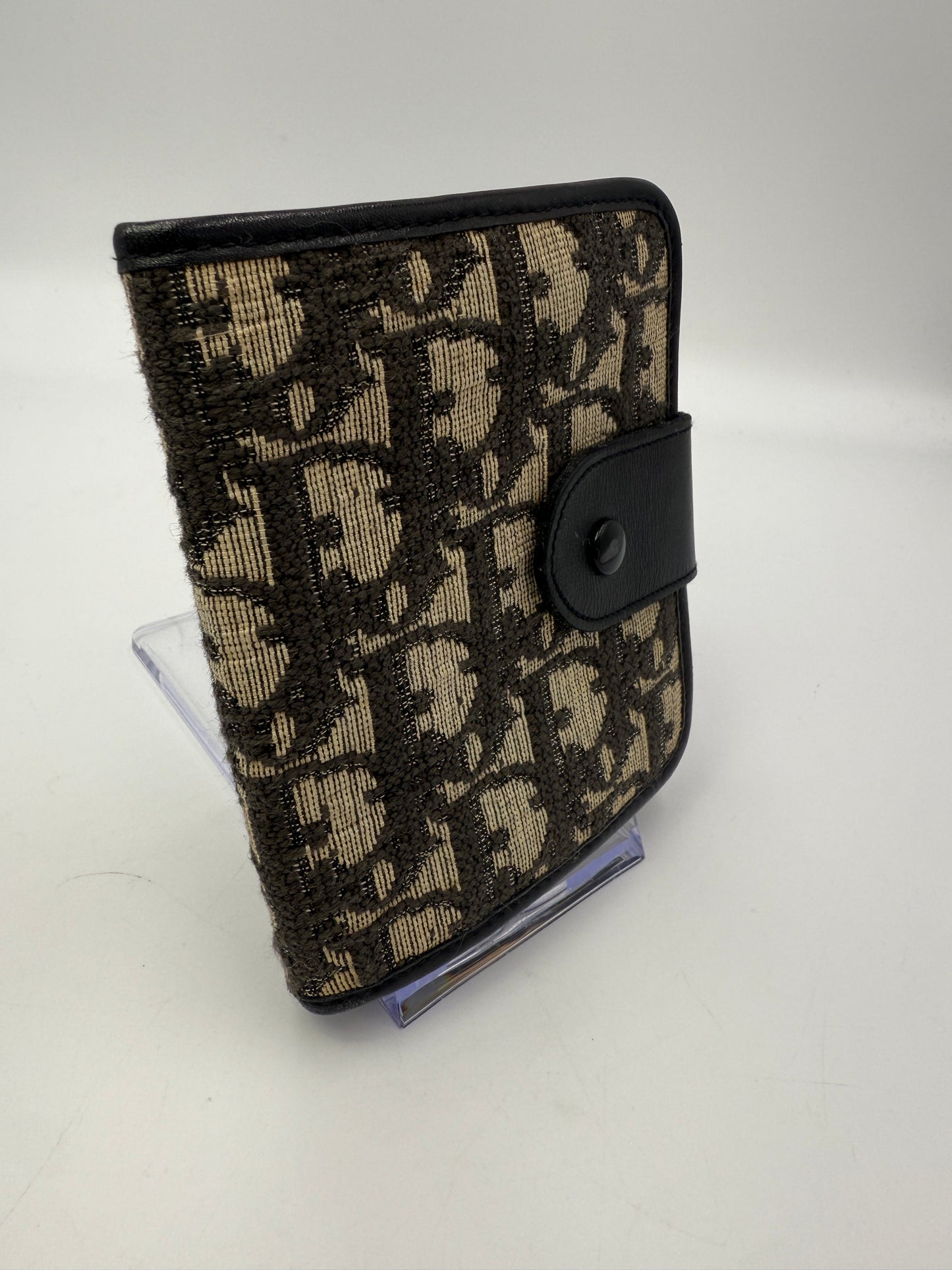 Rare Dior Black and Beige Trotter Compact Wallet Kisslock