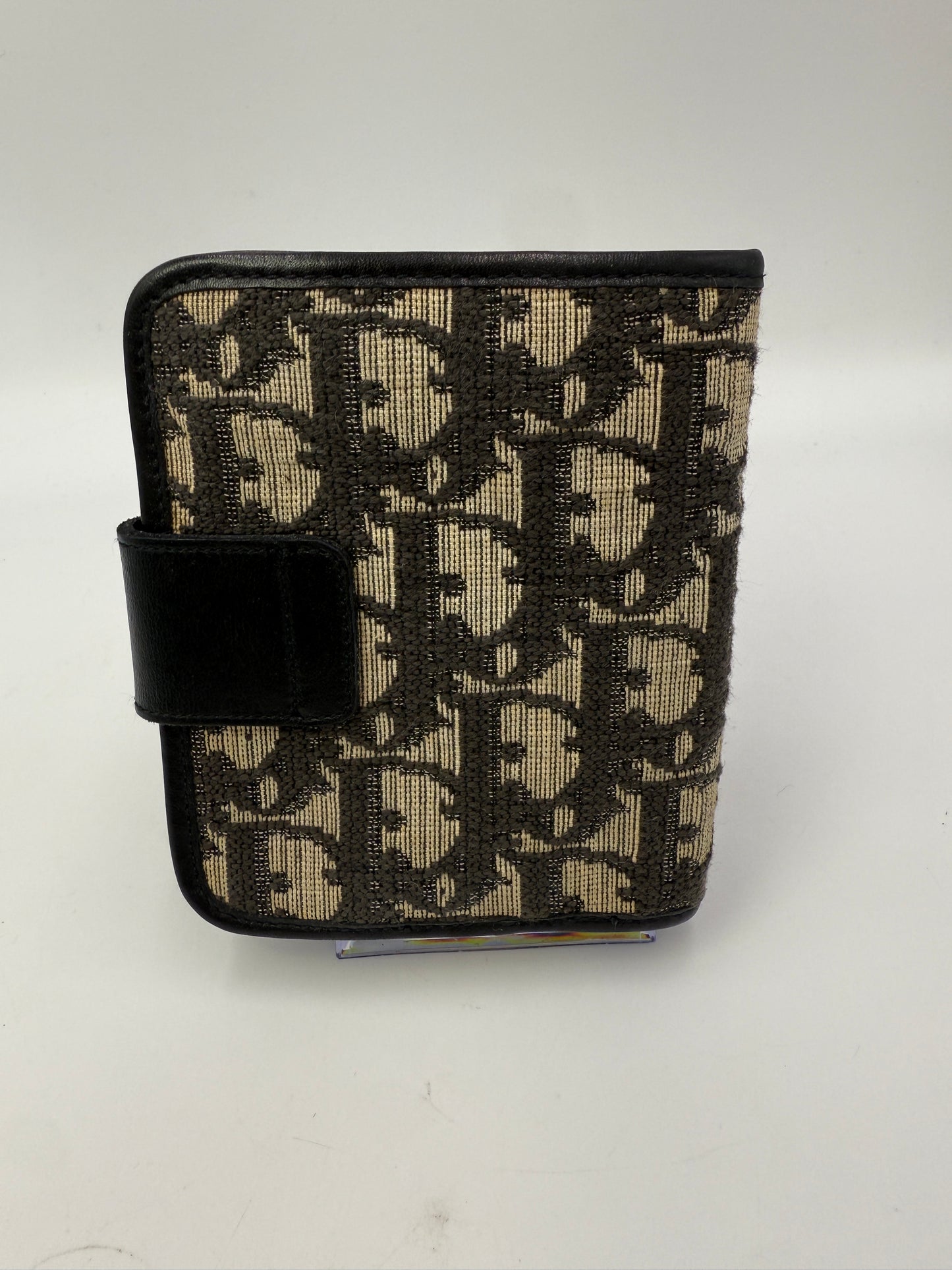 Rare Dior Black and Beige Trotter Compact Wallet Kisslock