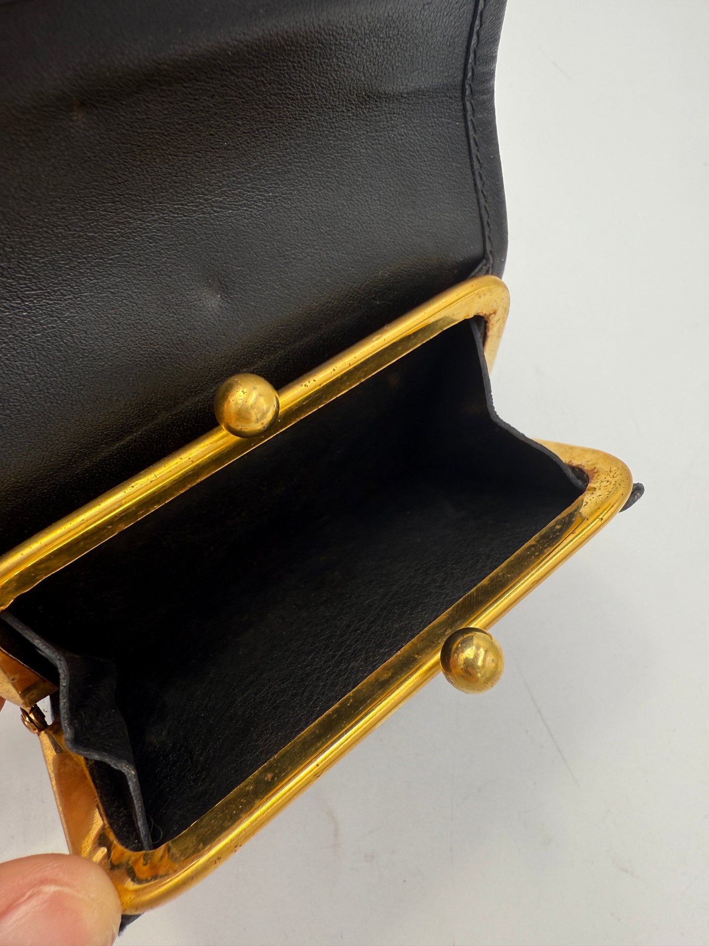 Rare Dior Black and Beige Trotter Compact Wallet Kisslock
