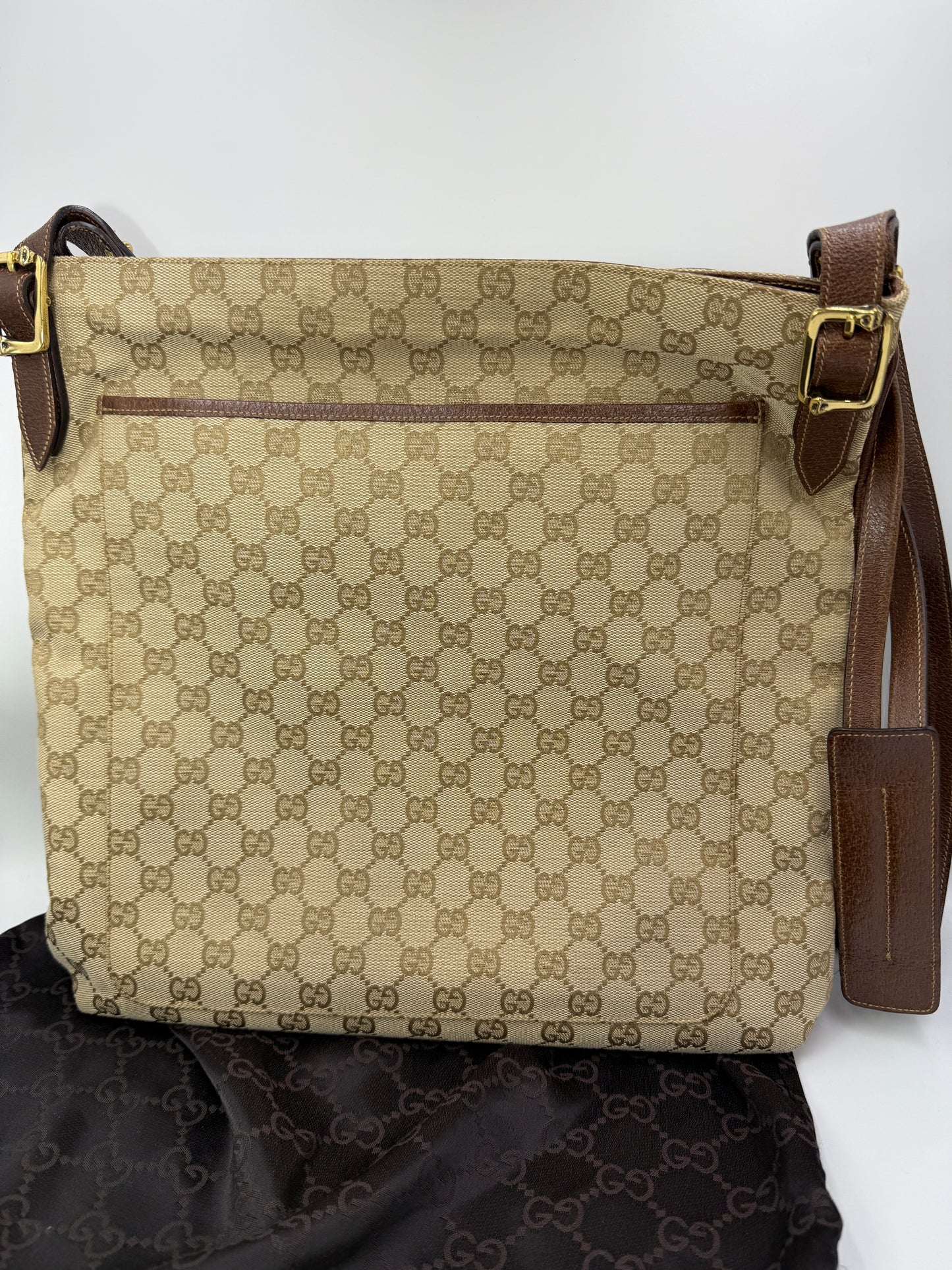 Gucci Guccissima Beige Canvas Crossbody Bag
