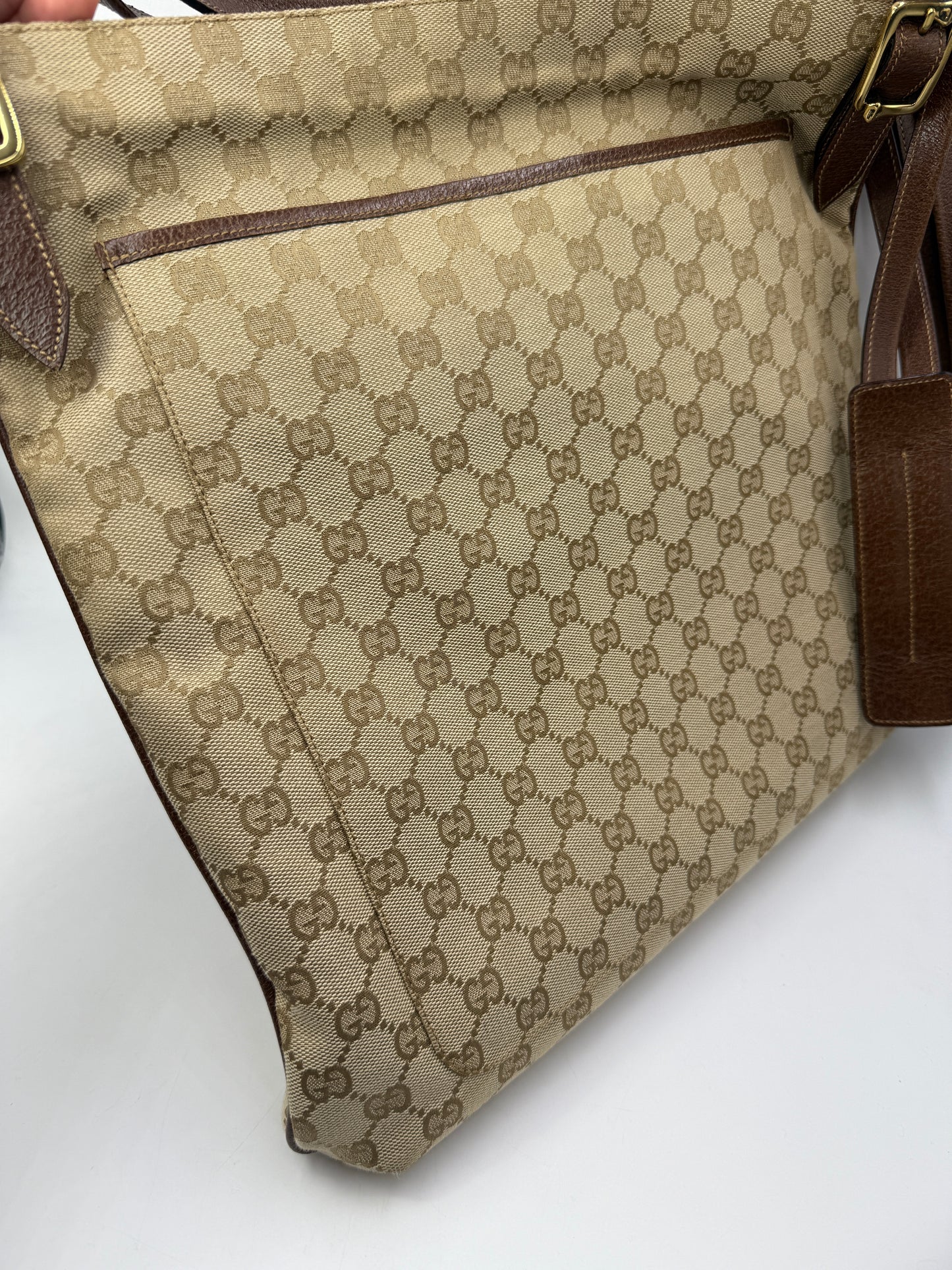 Gucci Guccissima Beige Canvas Crossbody Bag