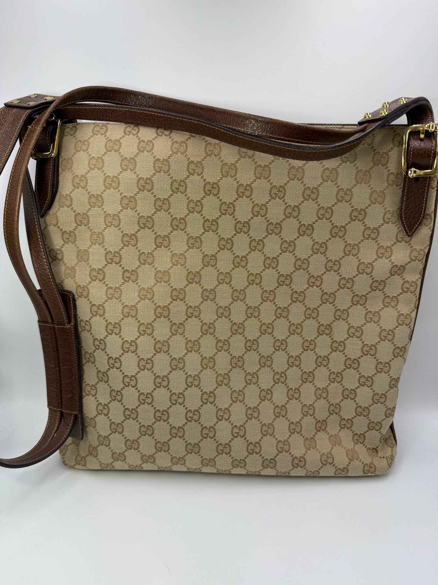 Gucci Guccissima Beige Canvas Crossbody Bag