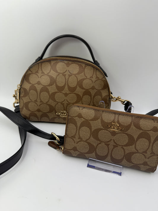 Coach Serena Beige Brown Crossbody with Wallet