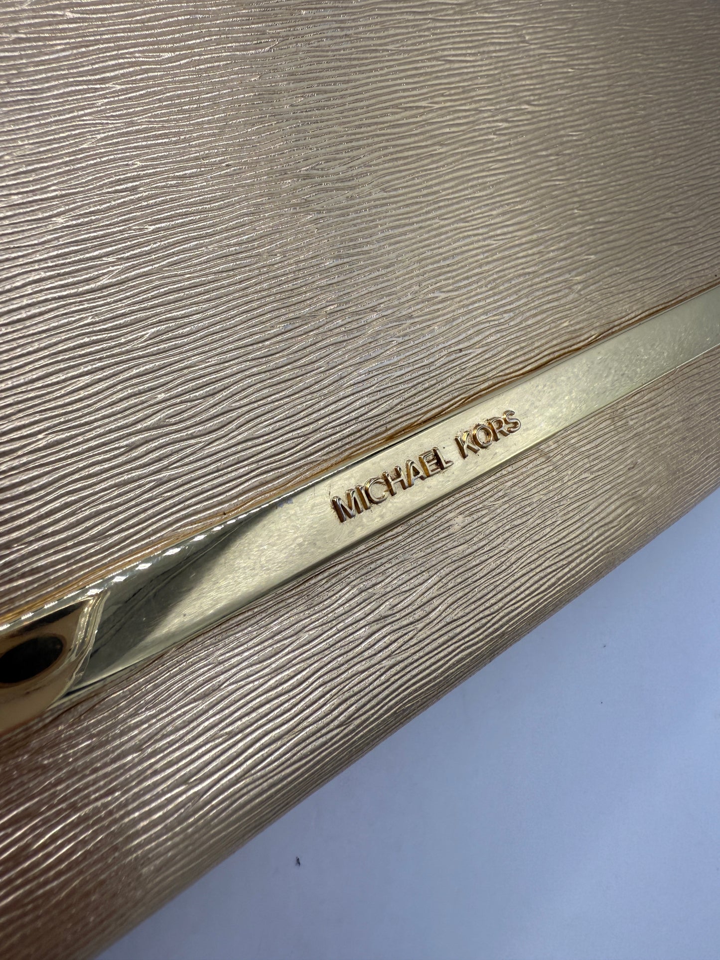 Michael Kors Gold Leather Clutch Crossbody Bag