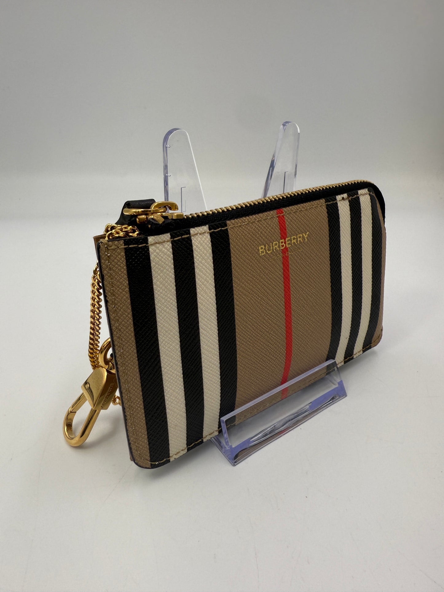 Burberry Coated Canva Nova Check Key Holder Cles NEW