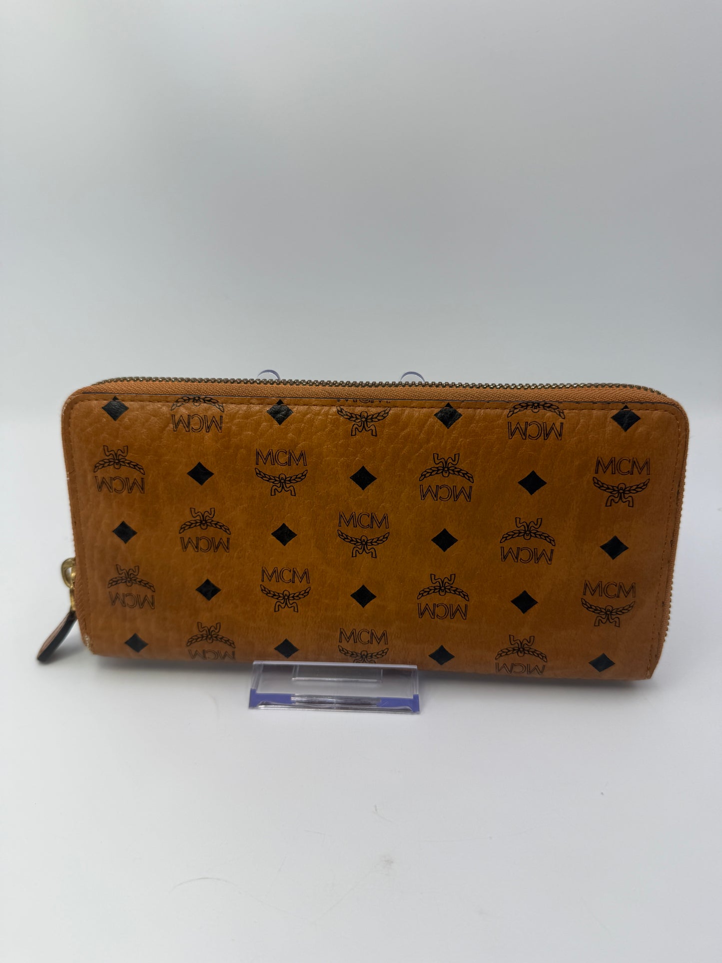 MCM Cognac Visetos Coated Canvas Zippy Wallet