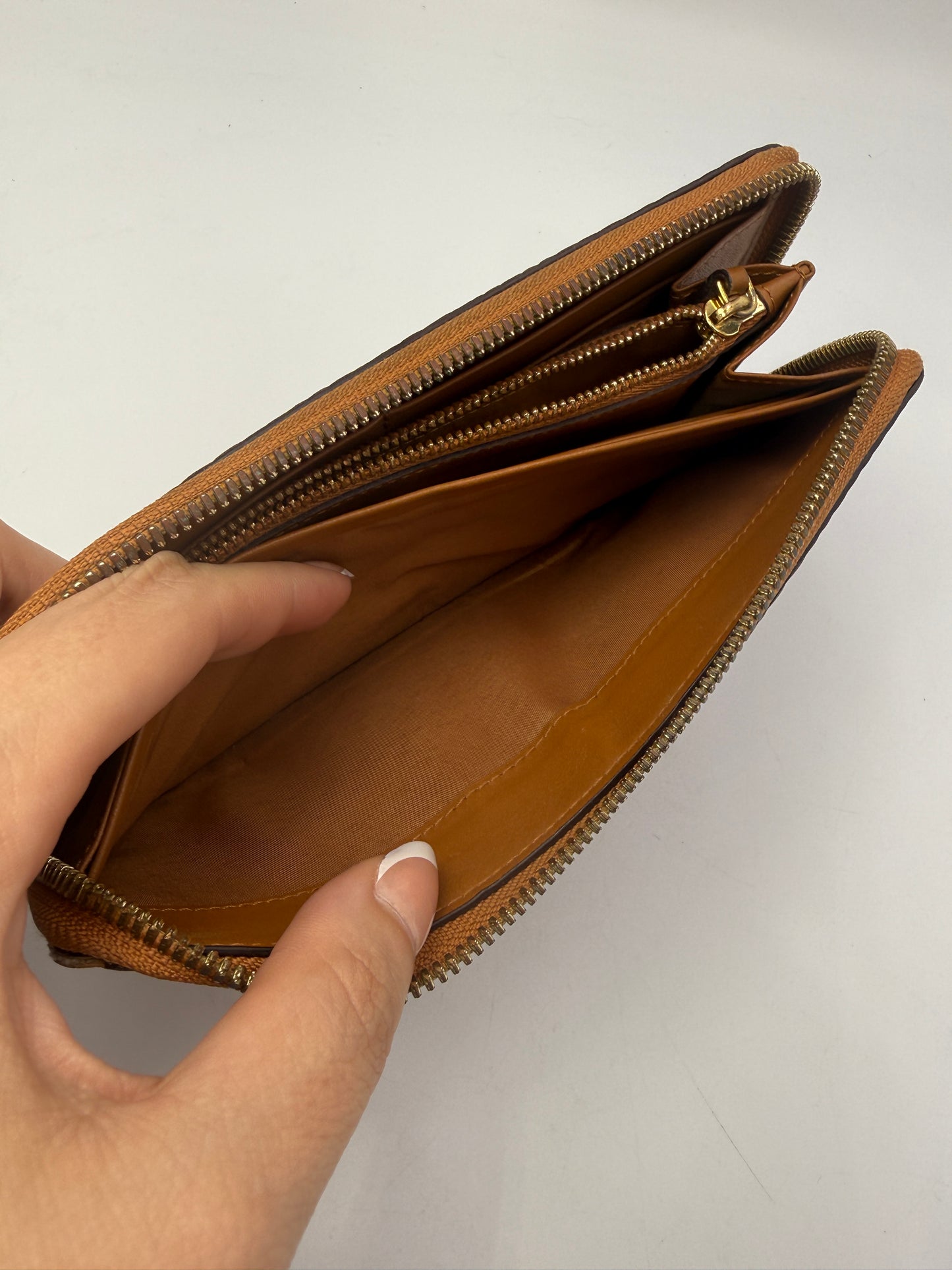 MCM Cognac Visetos Coated Canvas Zippy Wallet