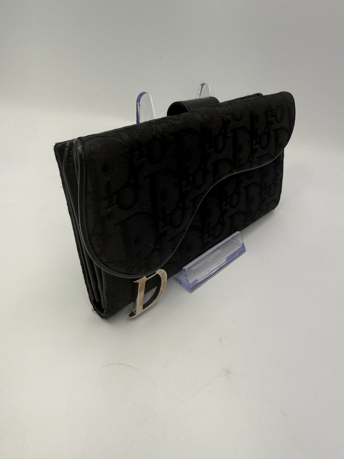 Christian Dior Black Trotter Saddle Long Wallet