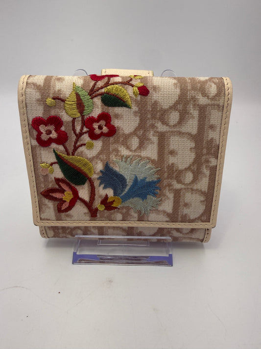 Christian Dior Embroidered Floral Trotter Compact Wallet