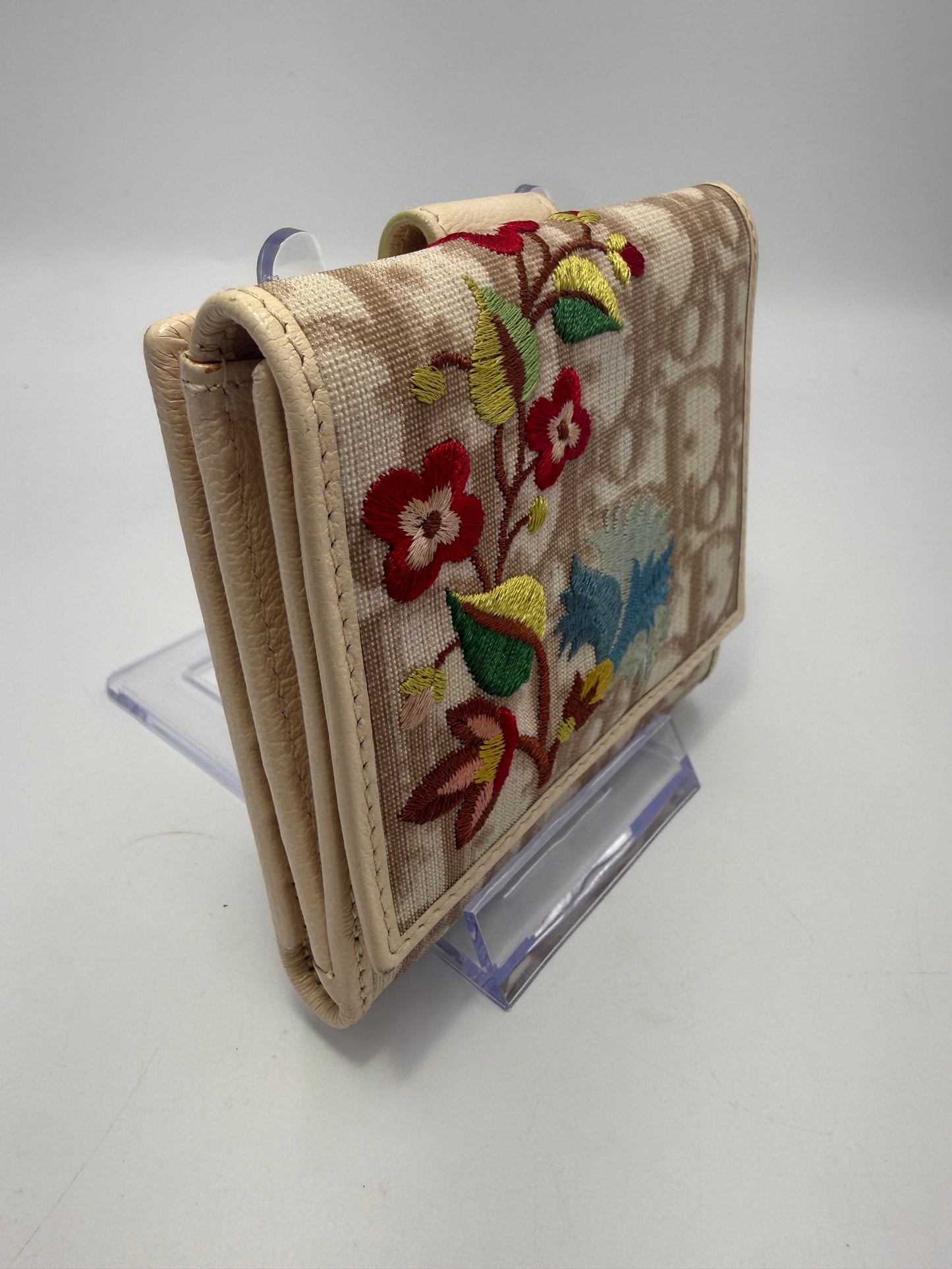 Christian Dior Embroidered Floral Trotter Compact Wallet