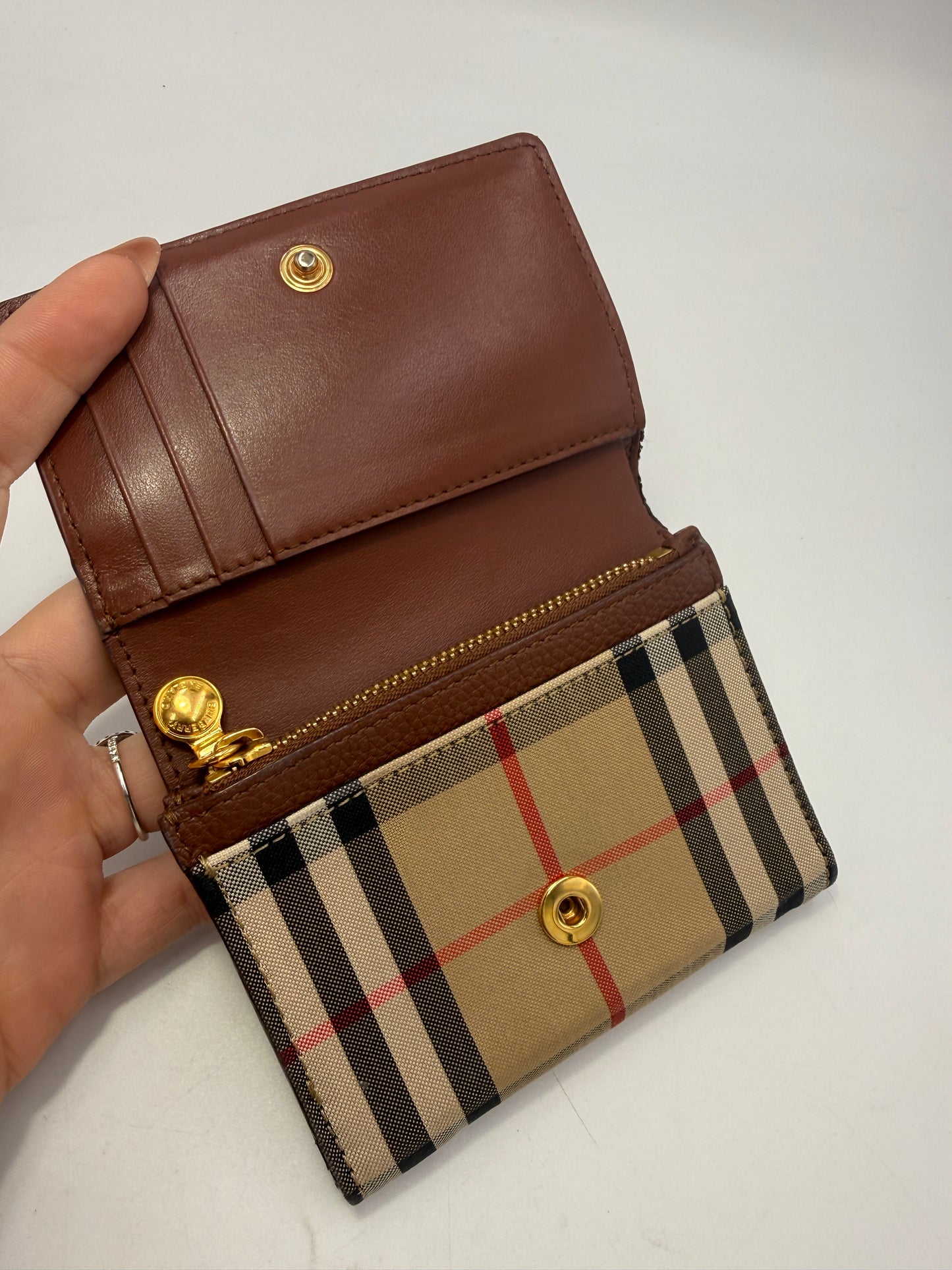 Burberry Novacheck Canvas Compact Trifold Wallet