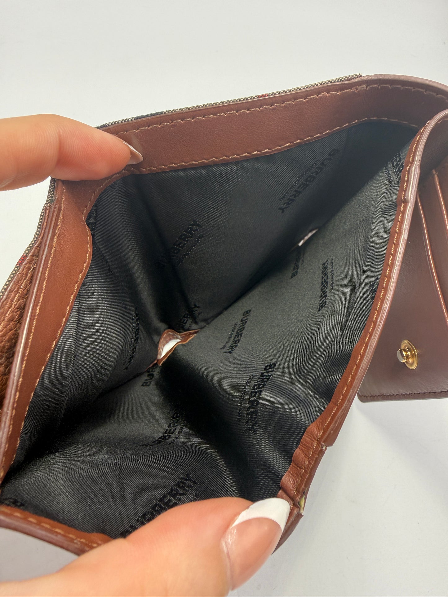 Burberry Novacheck Canvas Compact Trifold Wallet