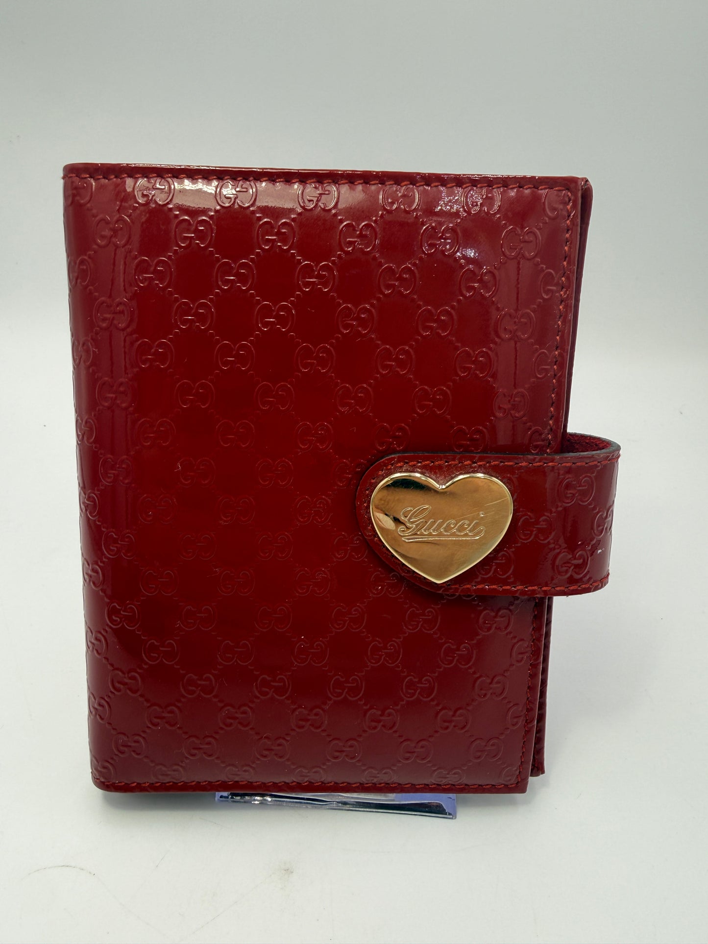 Gucci Red Microguccissima Patent Leather Agenda PM
