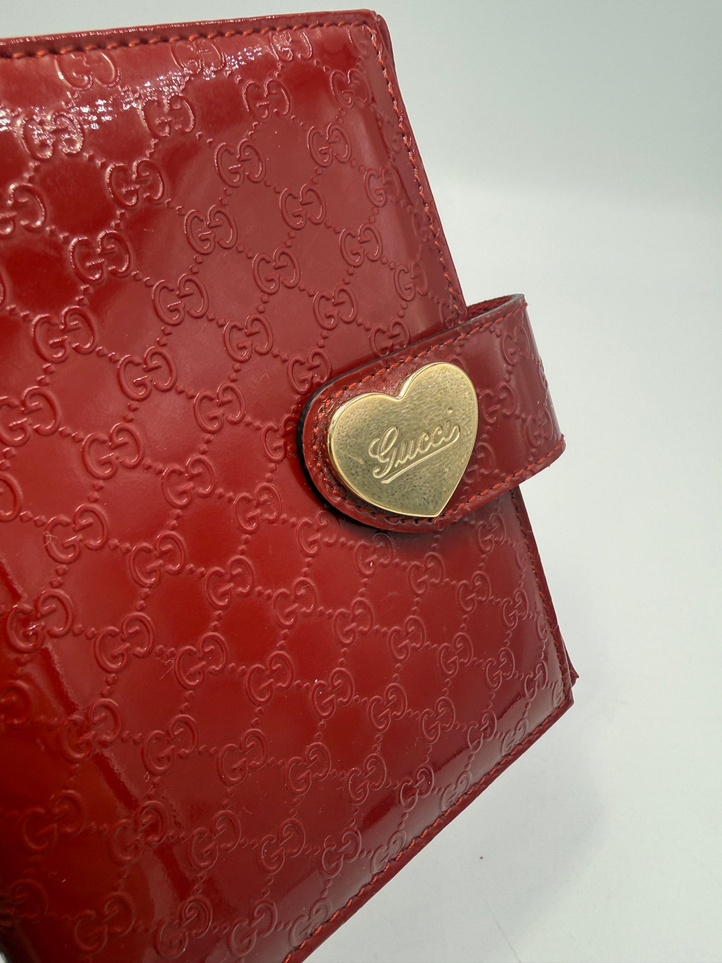 Gucci Red Microguccissima Patent Leather Agenda PM