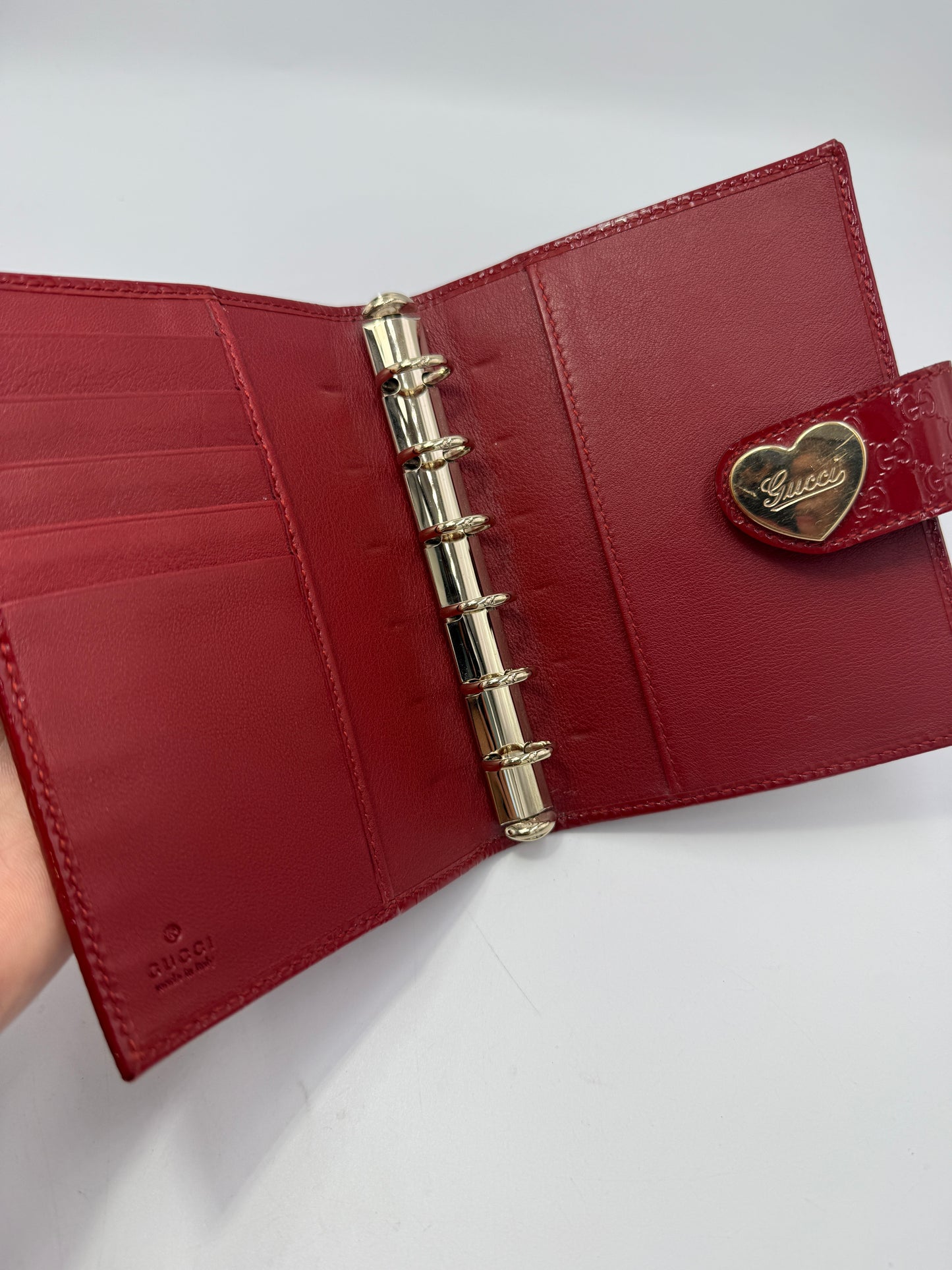 Gucci Red Microguccissima Patent Leather Agenda PM