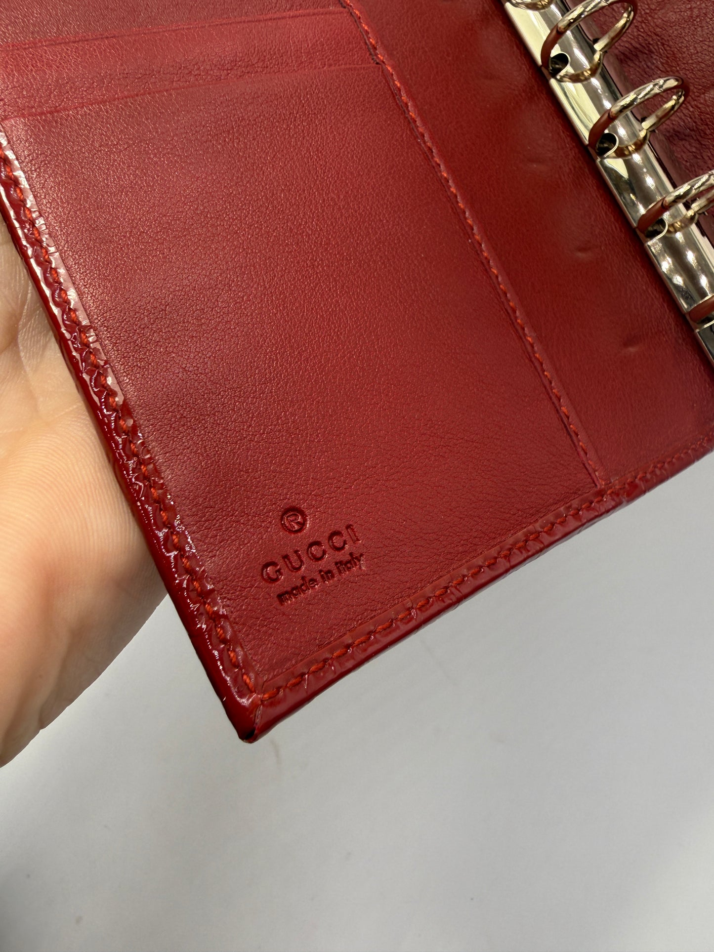Gucci Red Microguccissima Patent Leather Agenda PM
