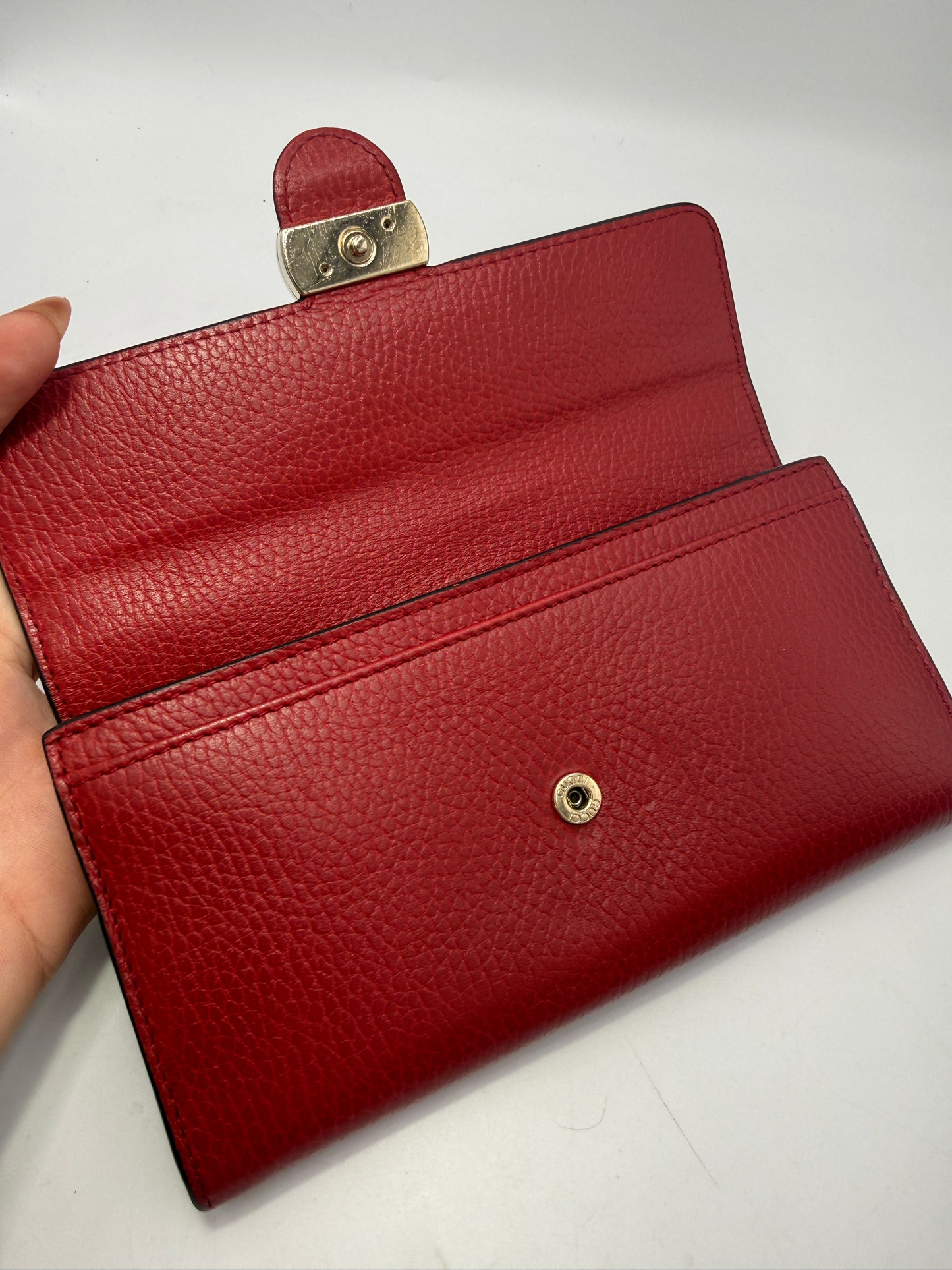 Gucci Red Dollar Leather Interlocking G Wallet Full Set