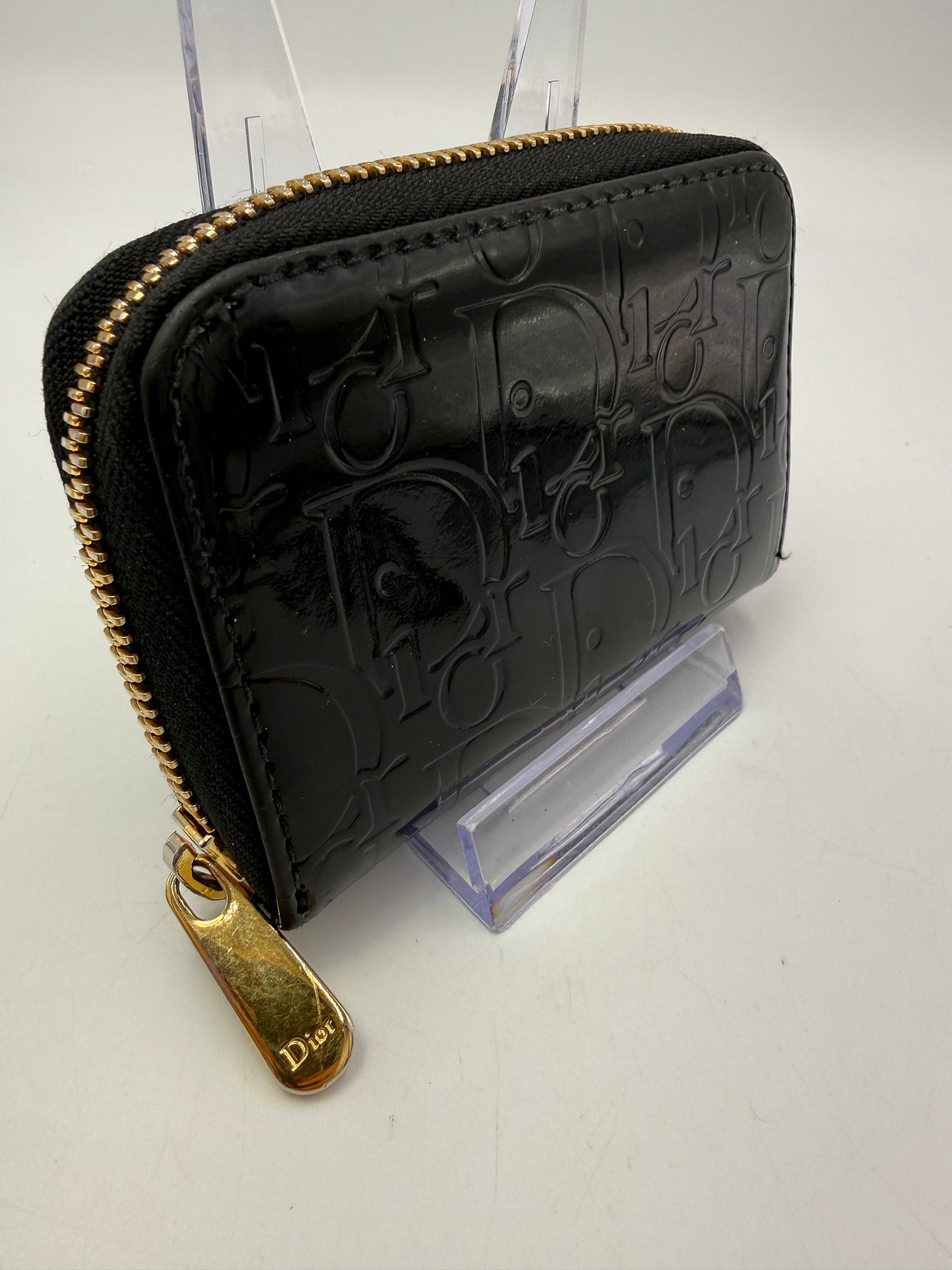Christian Dior Black Patent Leather Zippy Cheetah Interior