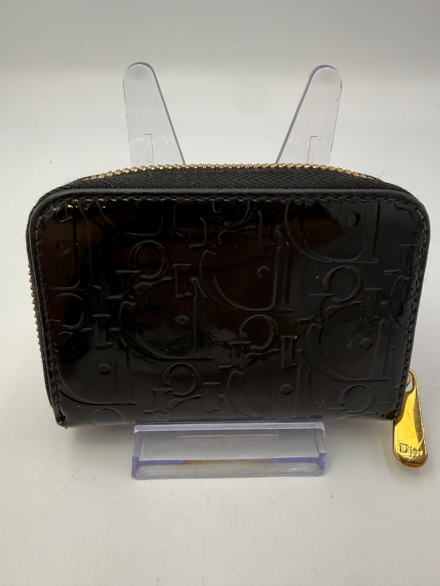 Christian Dior Black Patent Leather Zippy Cheetah Interior