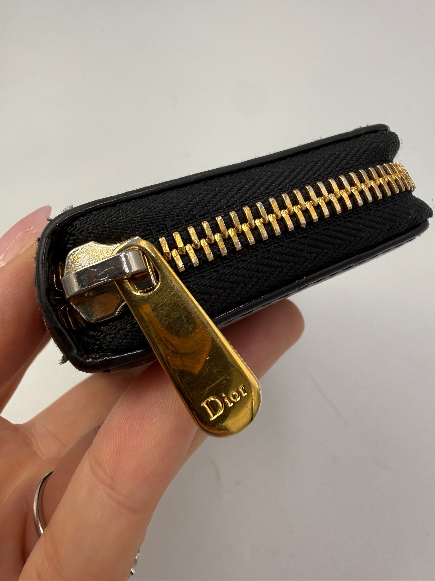 Christian Dior Black Patent Leather Zippy Cheetah Interior