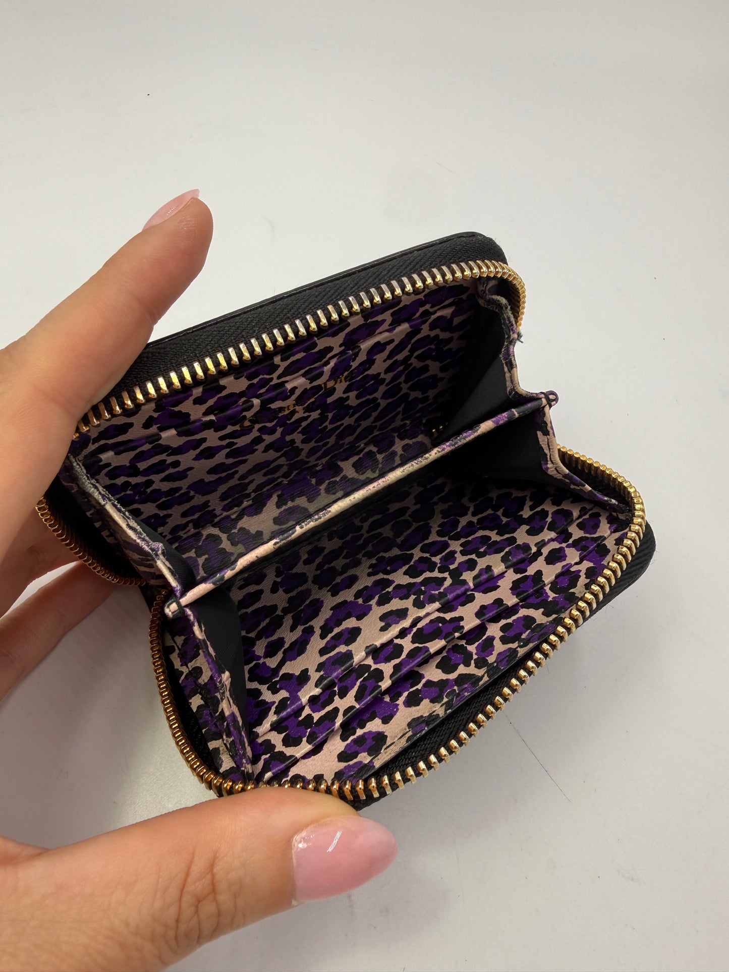 Christian Dior Black Patent Leather Zippy Cheetah Interior
