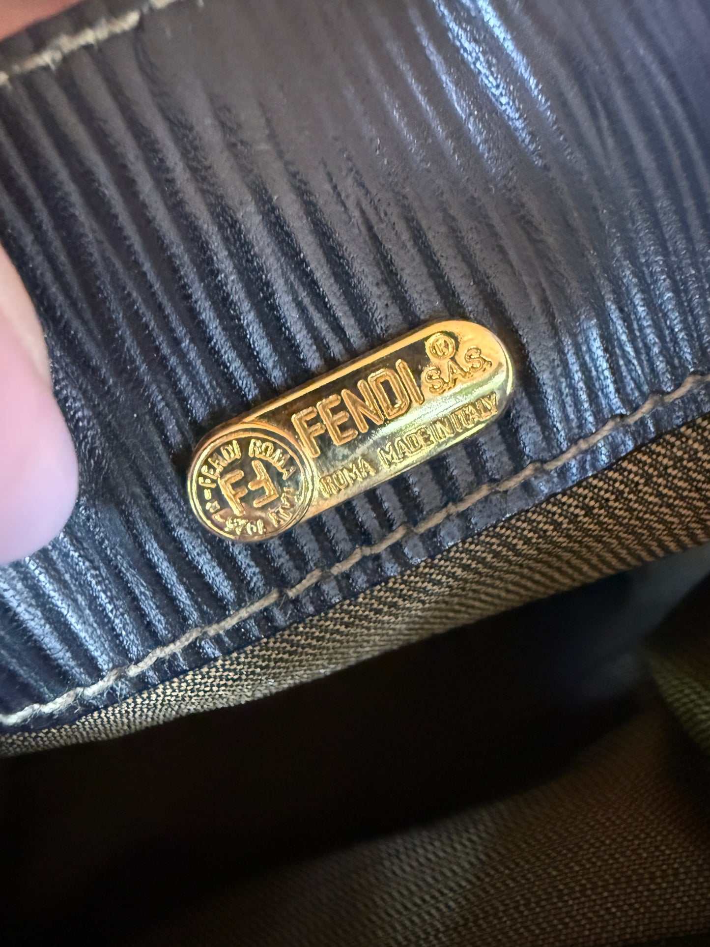 Fendi Brown Black Zucca Canvas Bucket Bag Backpack