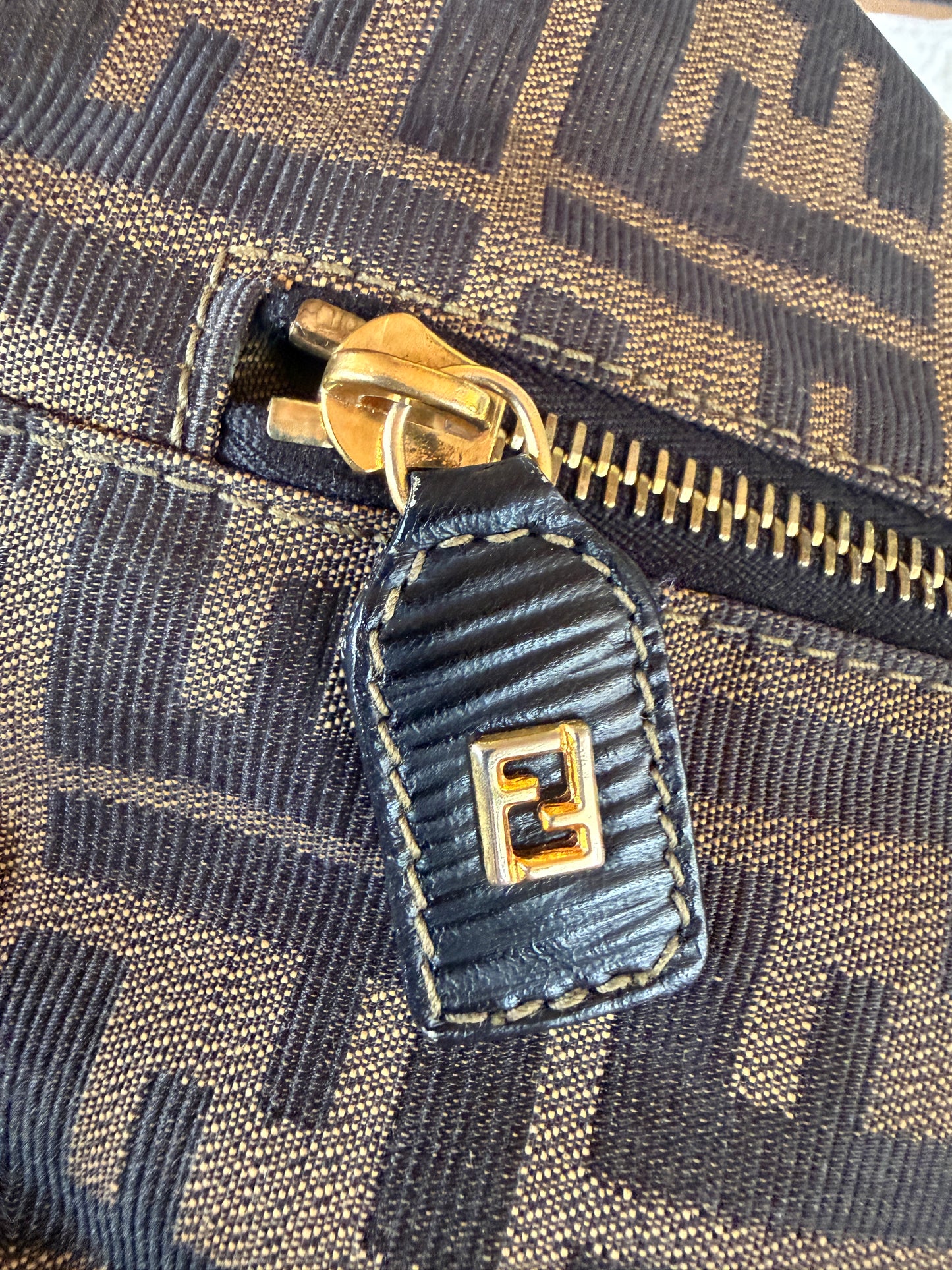 Fendi Brown Black Zucca Canvas Bucket Bag Backpack