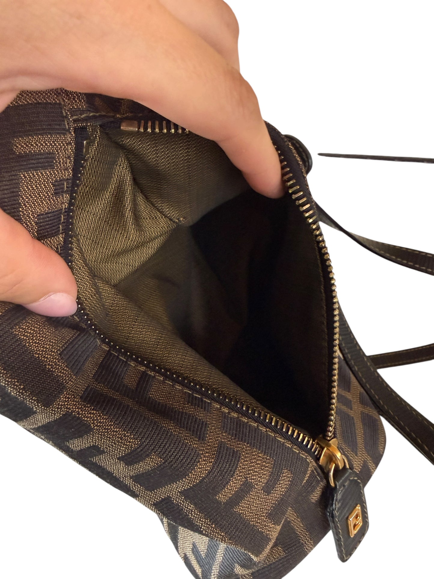 Fendi Brown Black Zucca Canvas Bucket Bag Backpack