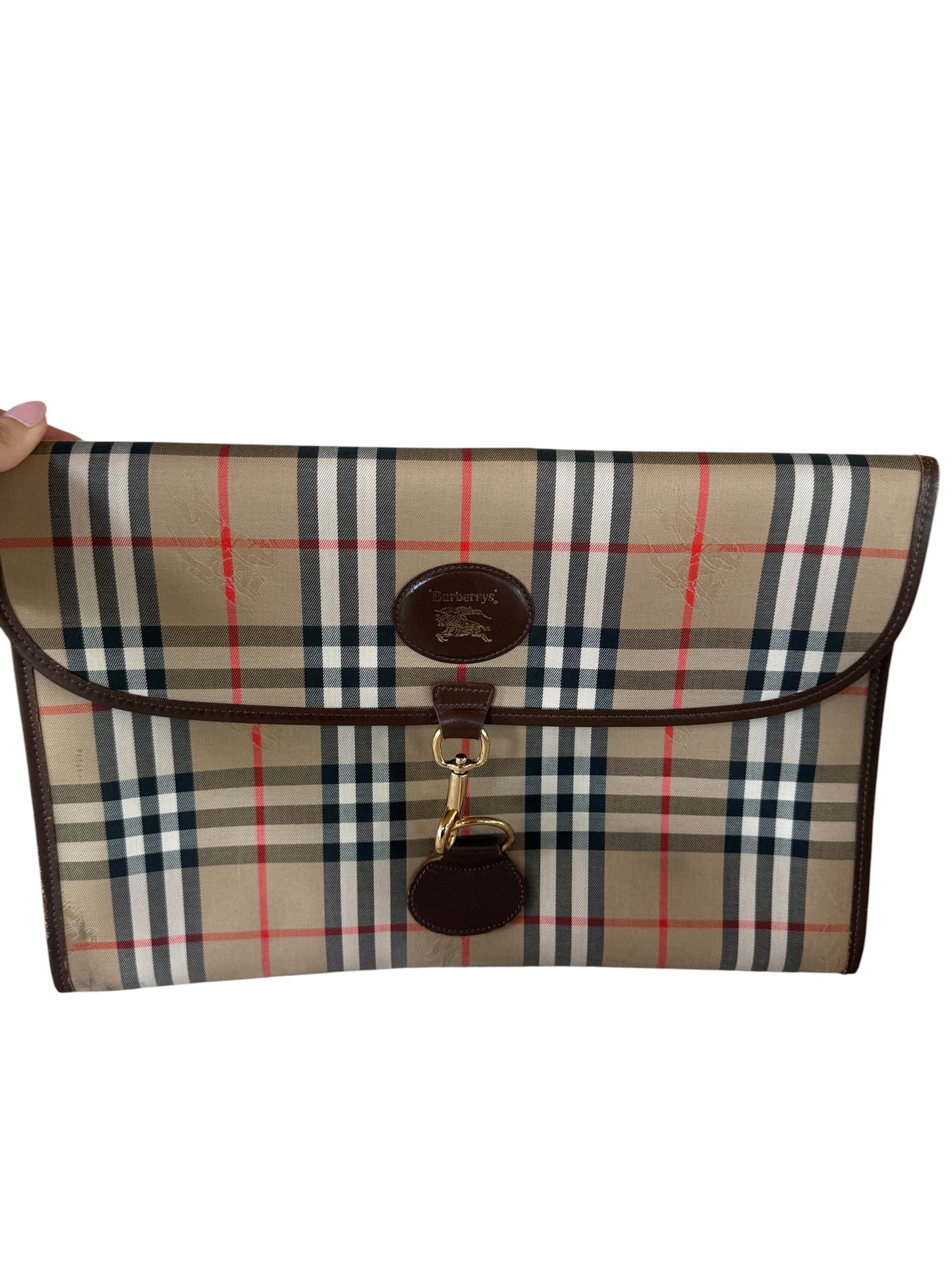 Burberry Vintage Nova House Check Canvas Clutch
