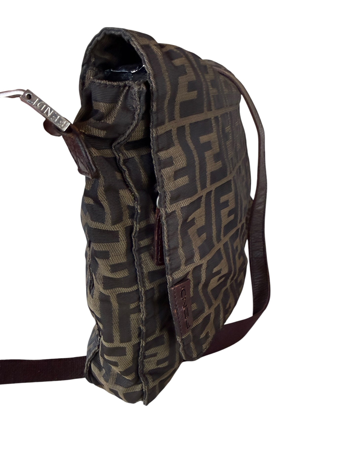 Fendi Brown Black Zucca Canvas Messenger Crossbody