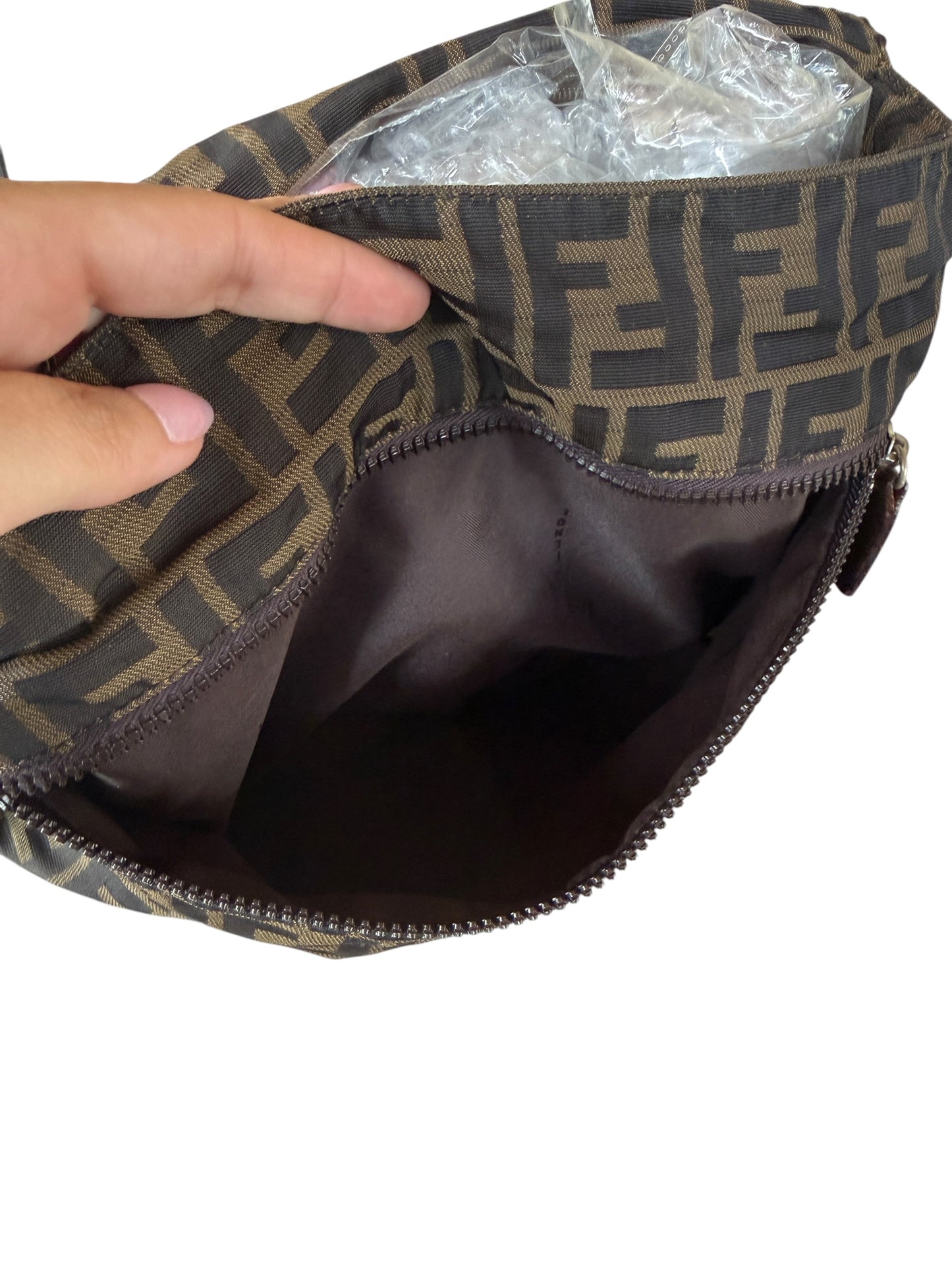 Fendi Brown Black Zucca Canvas Messenger Crossbody
