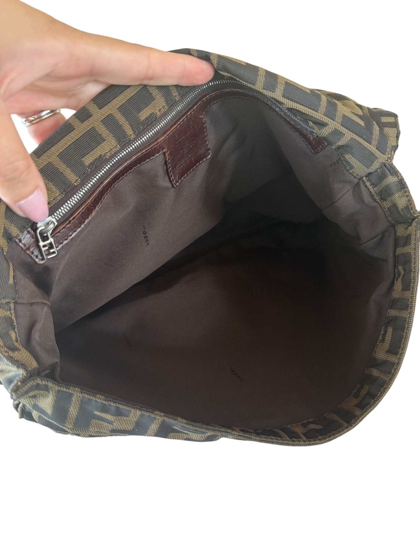 Fendi Brown Black Zucca Canvas Messenger Crossbody