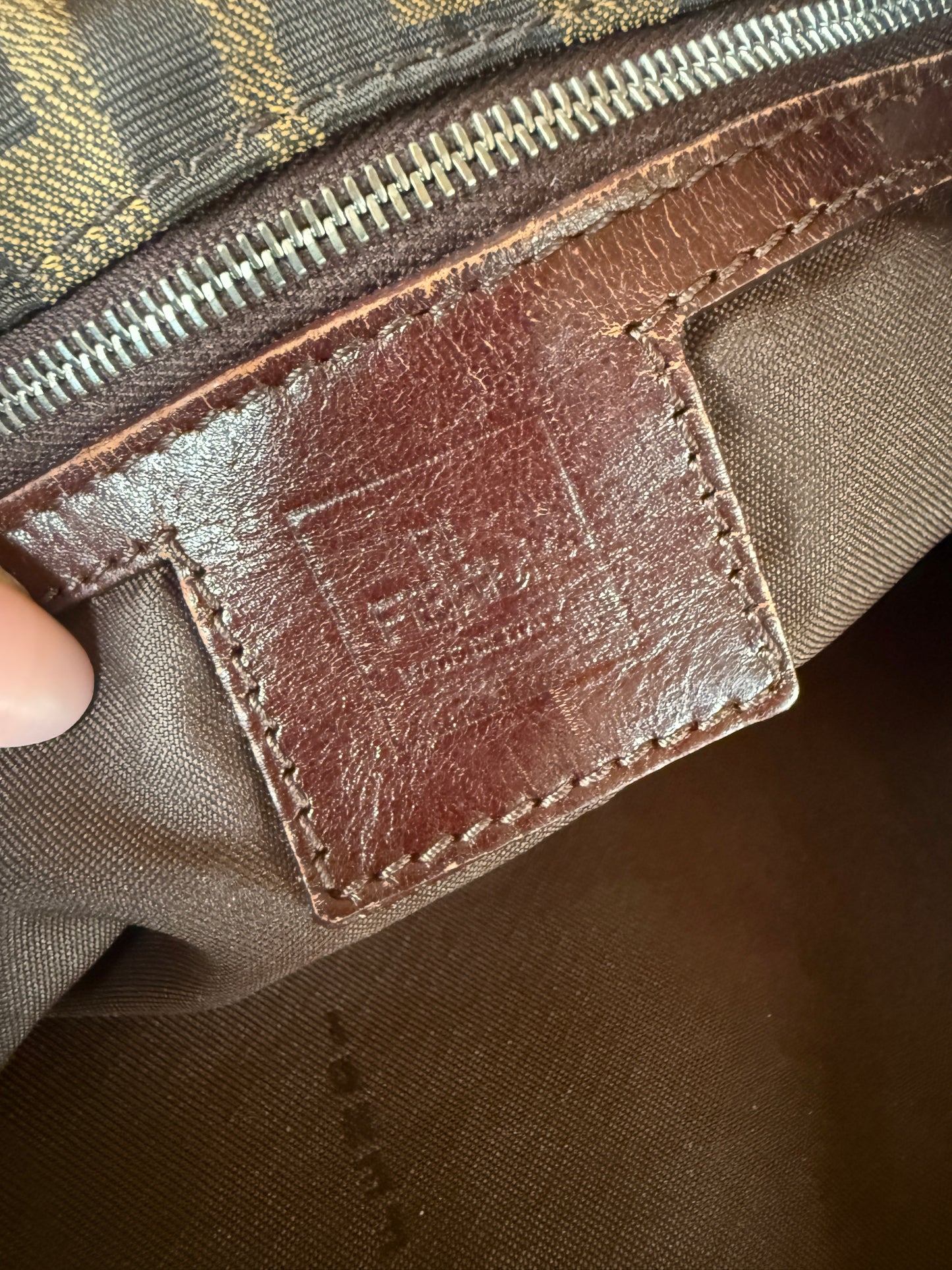 Fendi Brown Black Zucca Canvas Messenger Crossbody