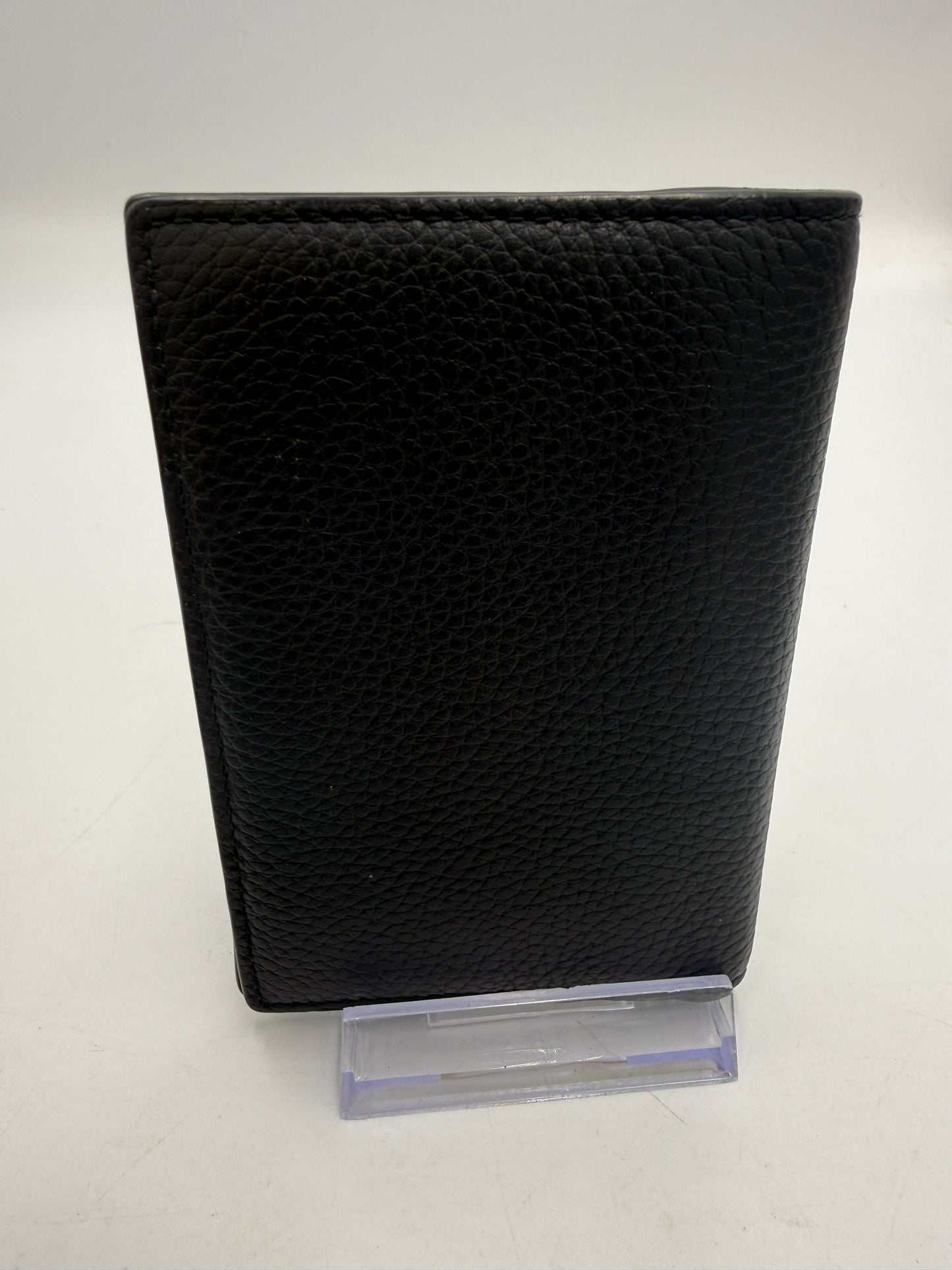 Christian Dior Black Pebbled Leather Embroidered Pocket Organizer