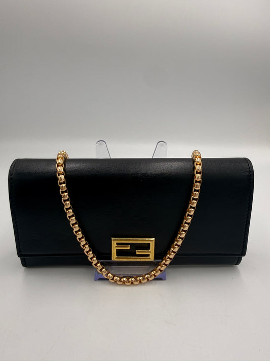 Fendi Black Leather Baguette Long Continental Wallet
