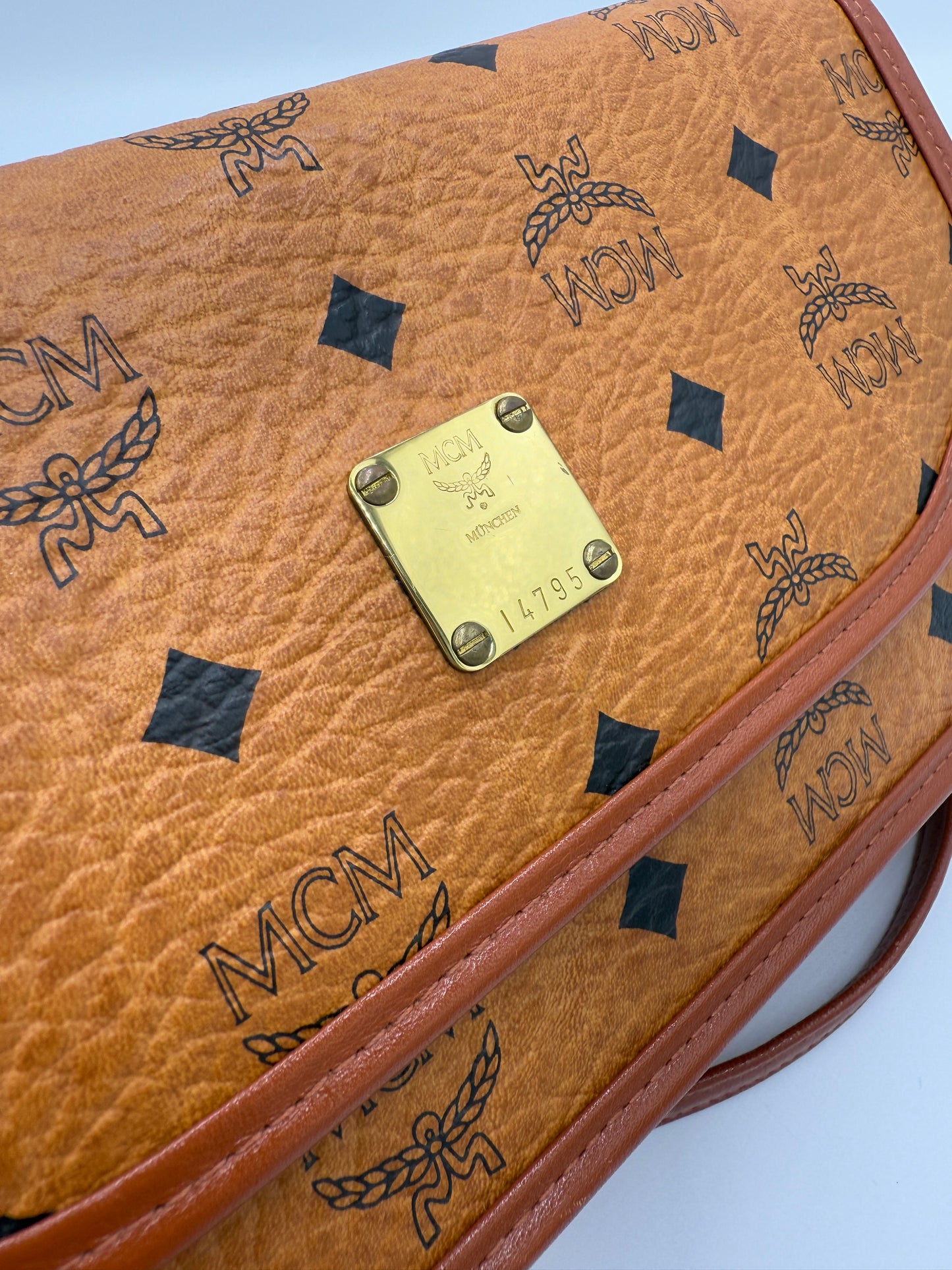 MCM Cognac Visetos Crossbody Bag