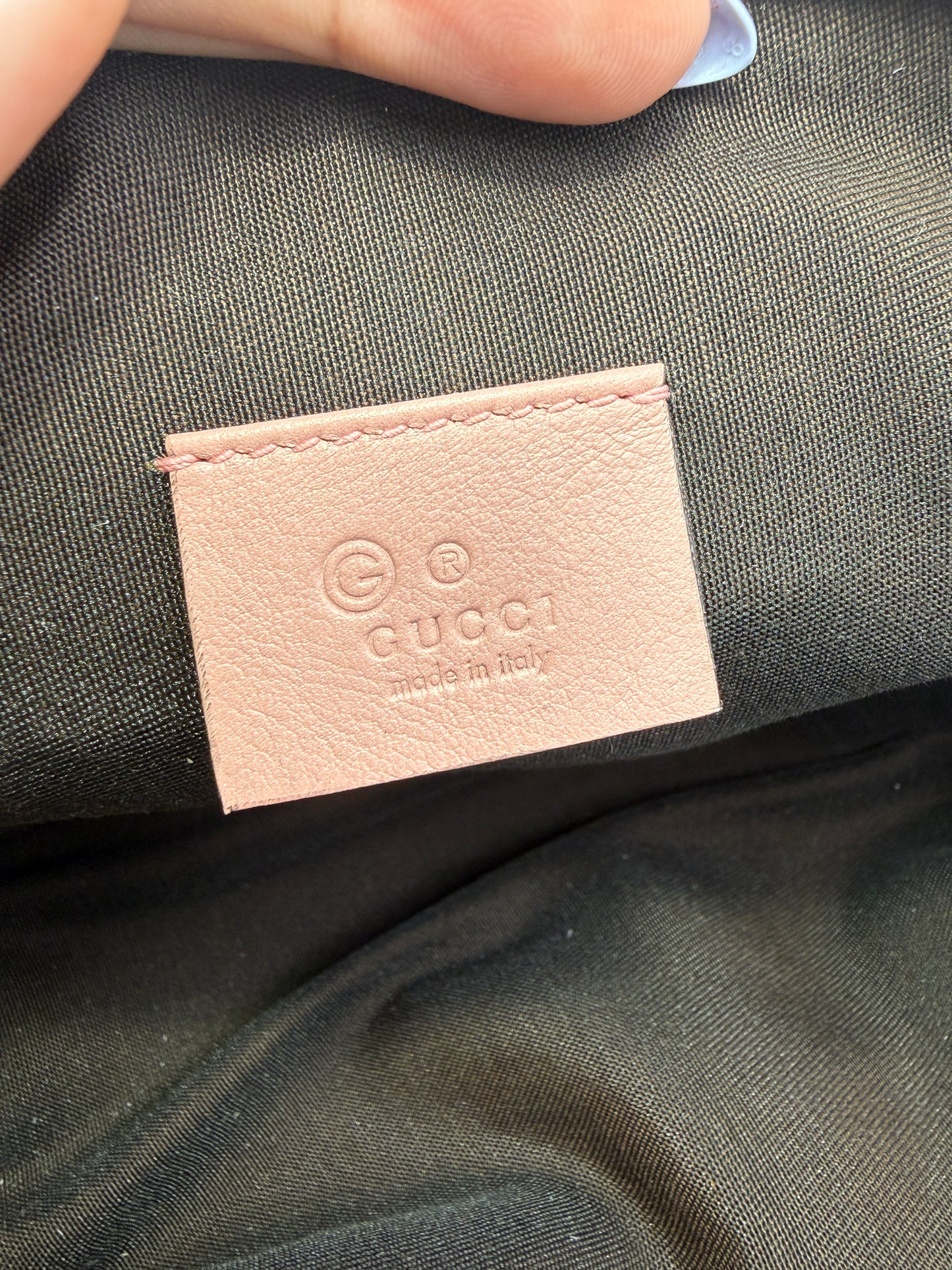 Gucci Pink Leather Microguccissima Half Moon Cosmetic Pouch