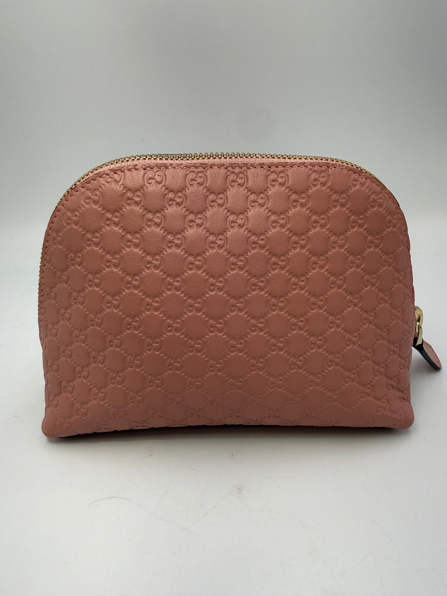 Gucci Pink Leather Microguccissima Half Moon Cosmetic Pouch