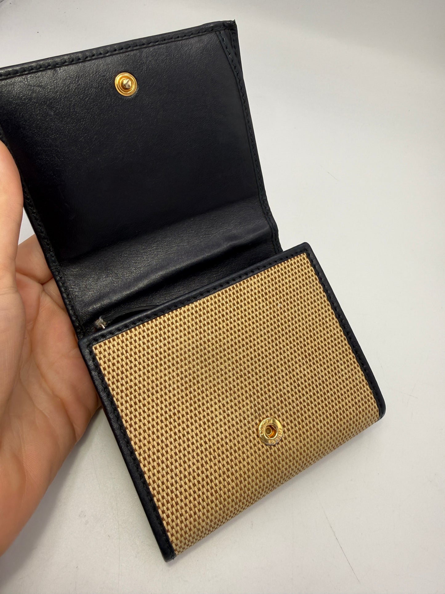 Gucci Beige Horsebit Raffia Compact Wallet Full inclusion