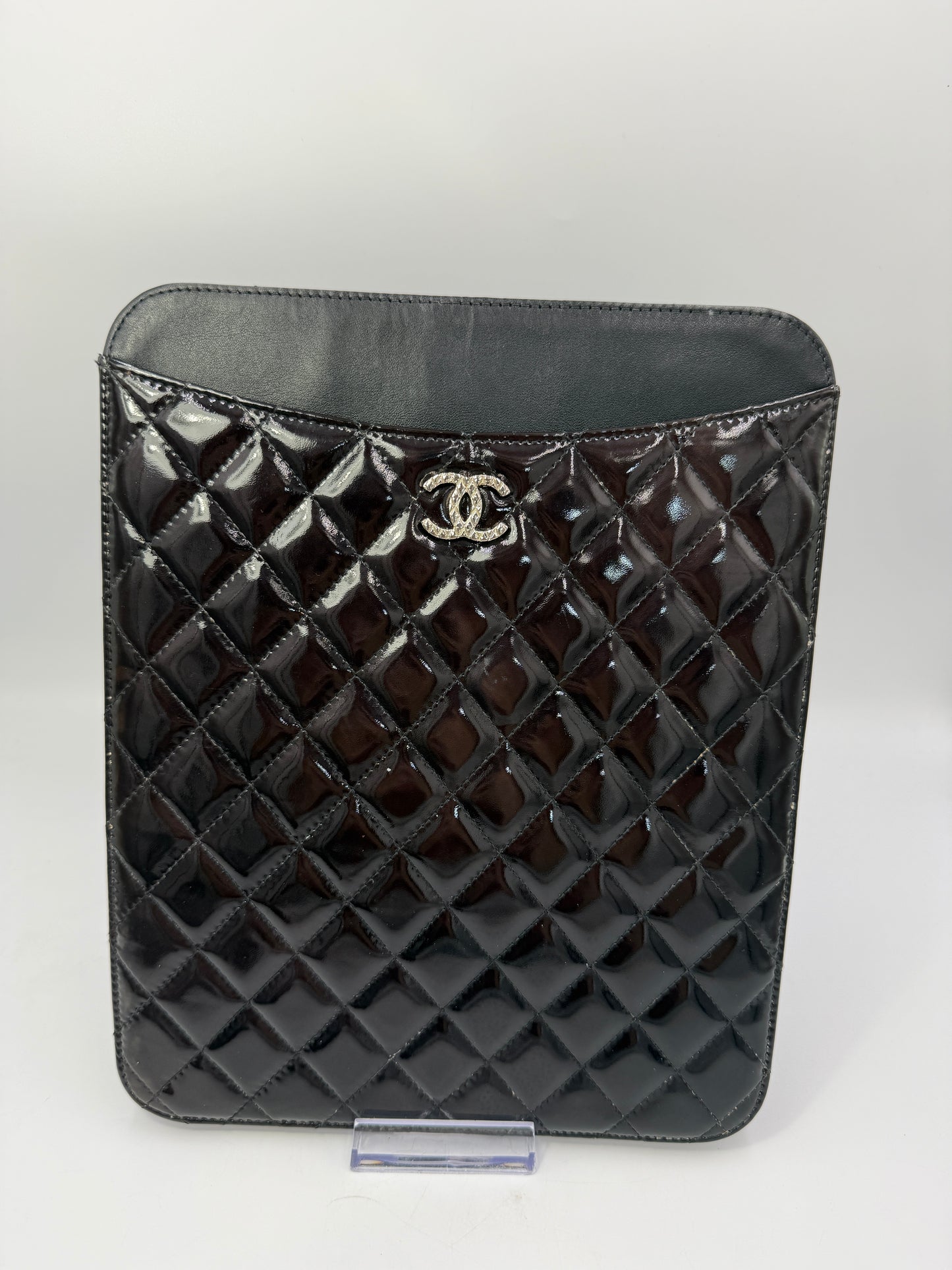 Chanel Patent Leather Quilted Brilliant iPad Case with Serial Code