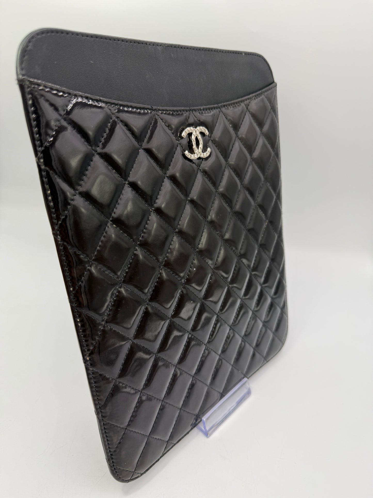 Chanel Patent Leather Quilted Brilliant iPad Case with Serial Code